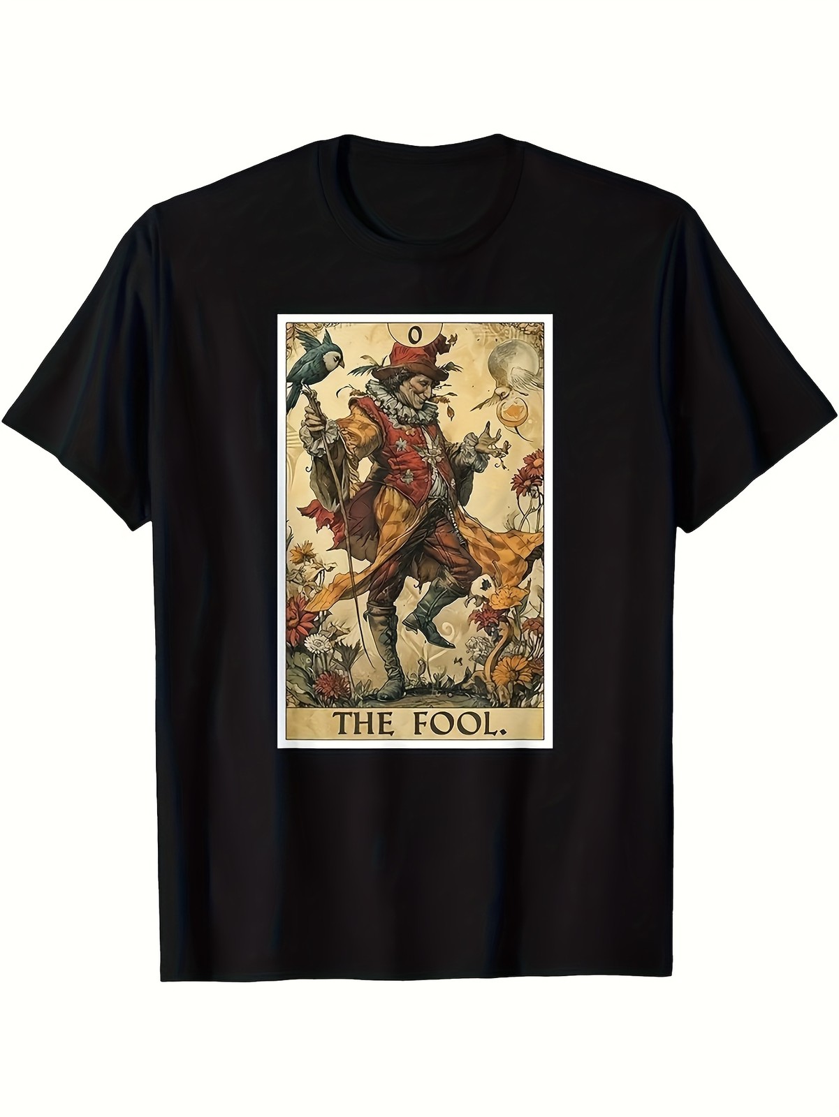 Tarot The Fool Graphic T-Shirt Vintage Mystic Card Print Casual Tee gallery