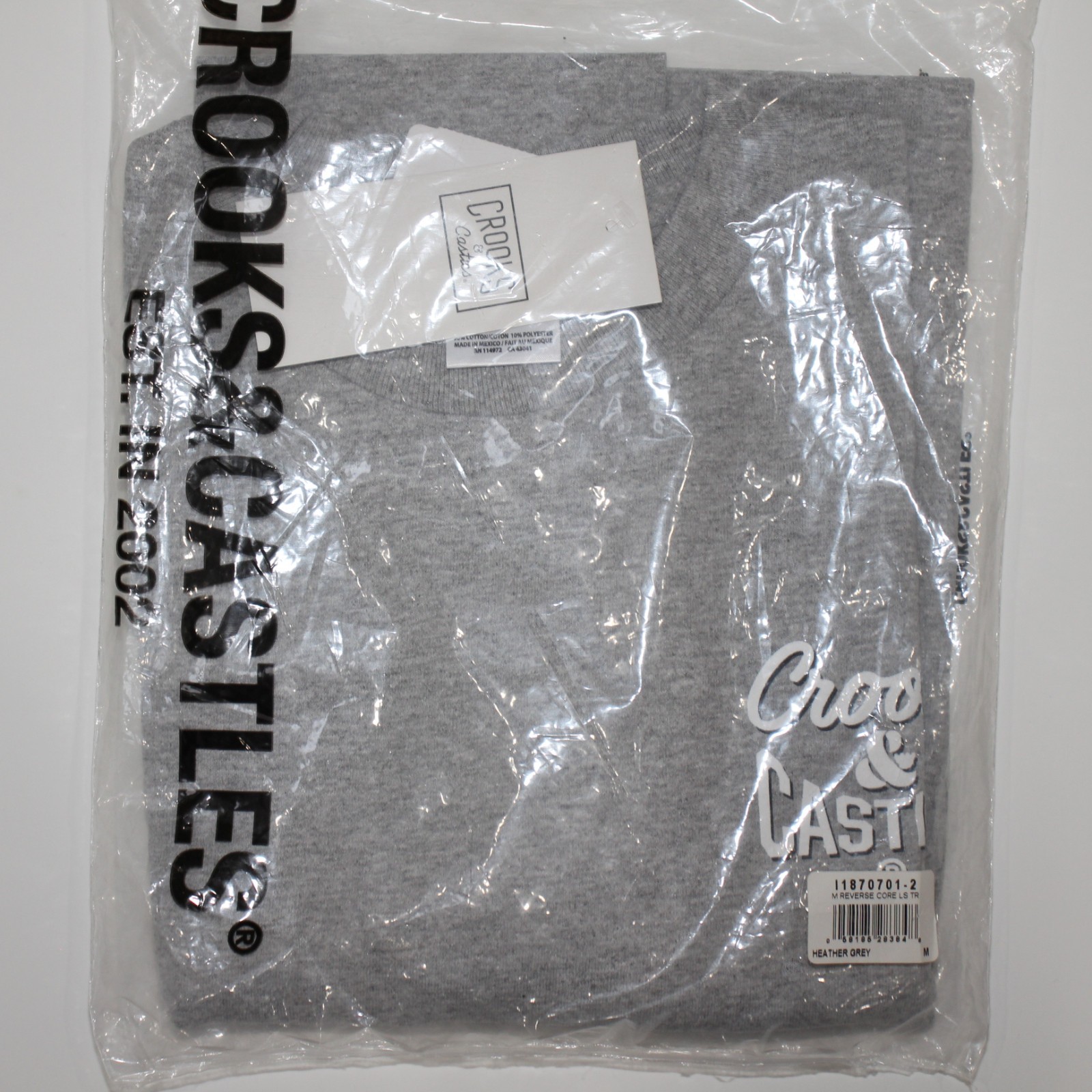 Crooks & Castles Core Logo Heather Gray Longsleeve Tee - Size Medium T-shirt New gallery