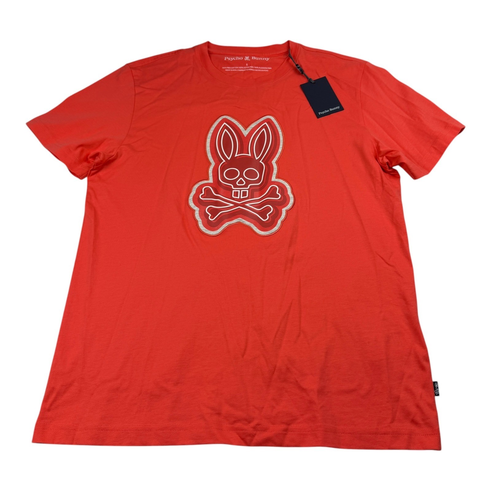 Psycho Bunny Mens Sydney Graphic Tee Hot Coral Red Size 5 Medium B6U508F200 NWT gallery