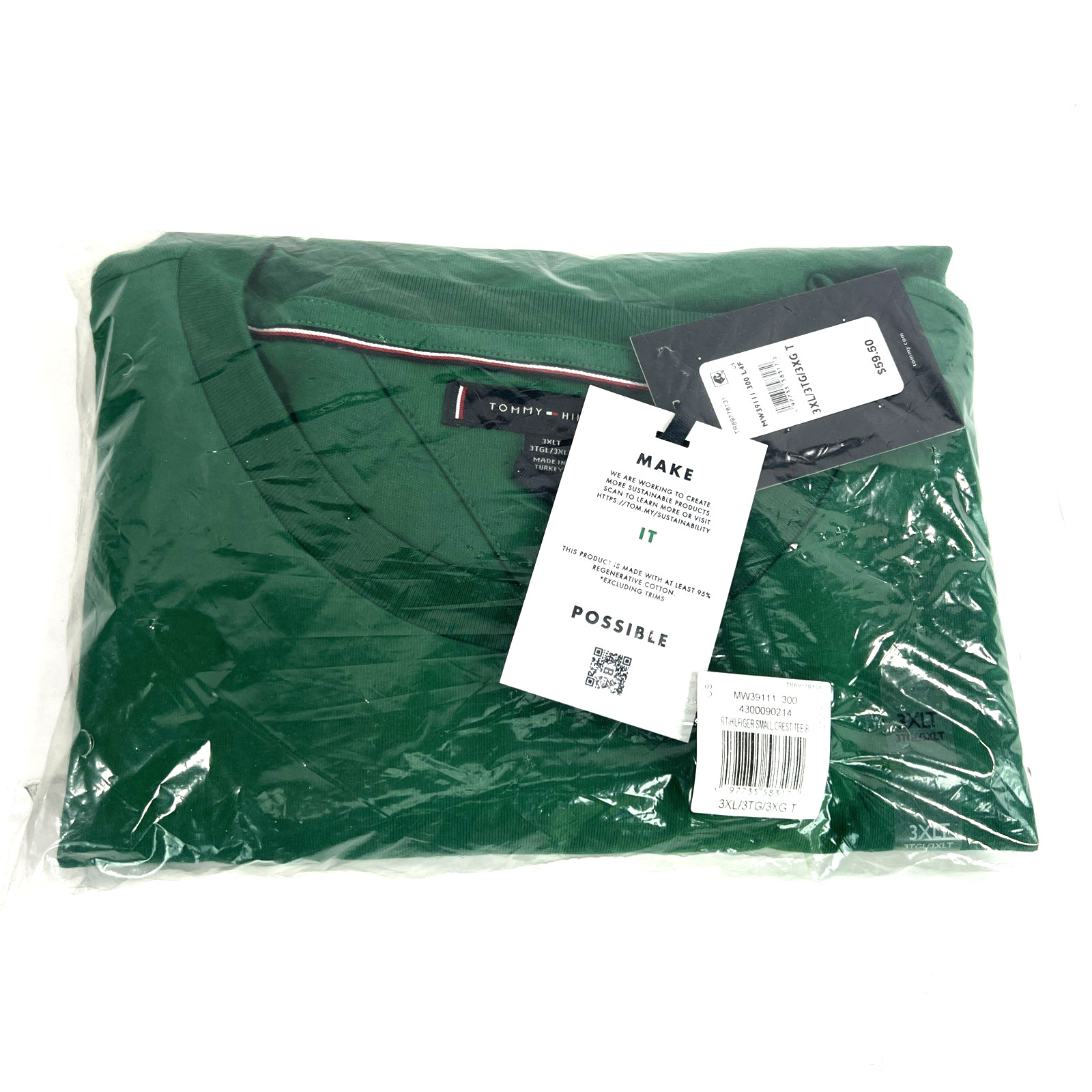 Tommy Hilfiger Men's Big & Tall Embroidered Hilfiger Crest T-Shirt Green-3XLT gallery