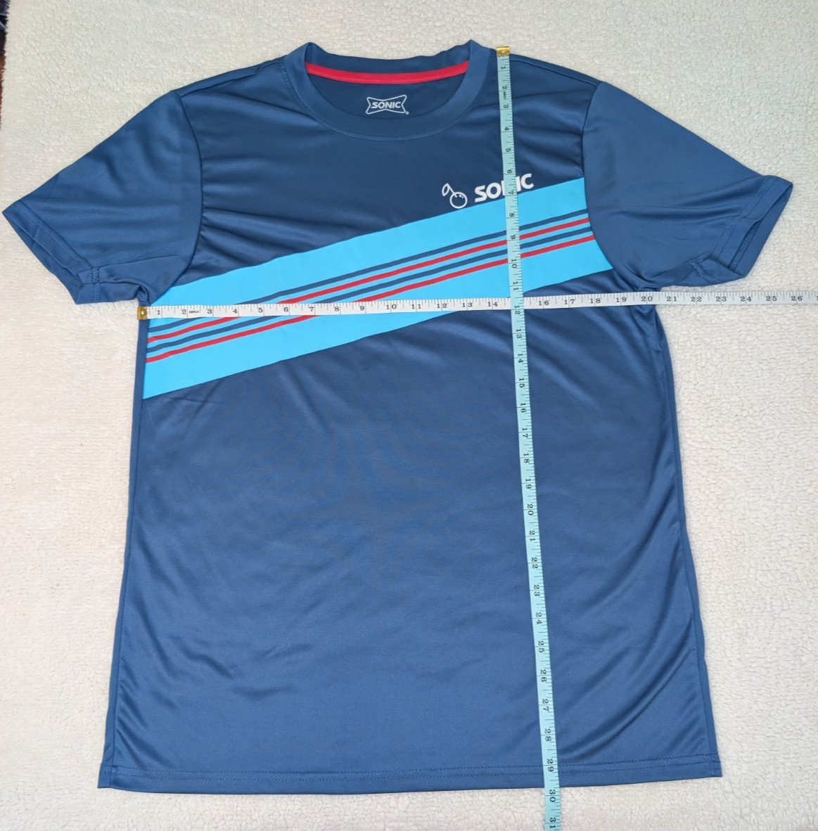 SONIC DRIVE-IN Short Sleeve Uniform Employee Shirt M Cherry Logo Blue gallery