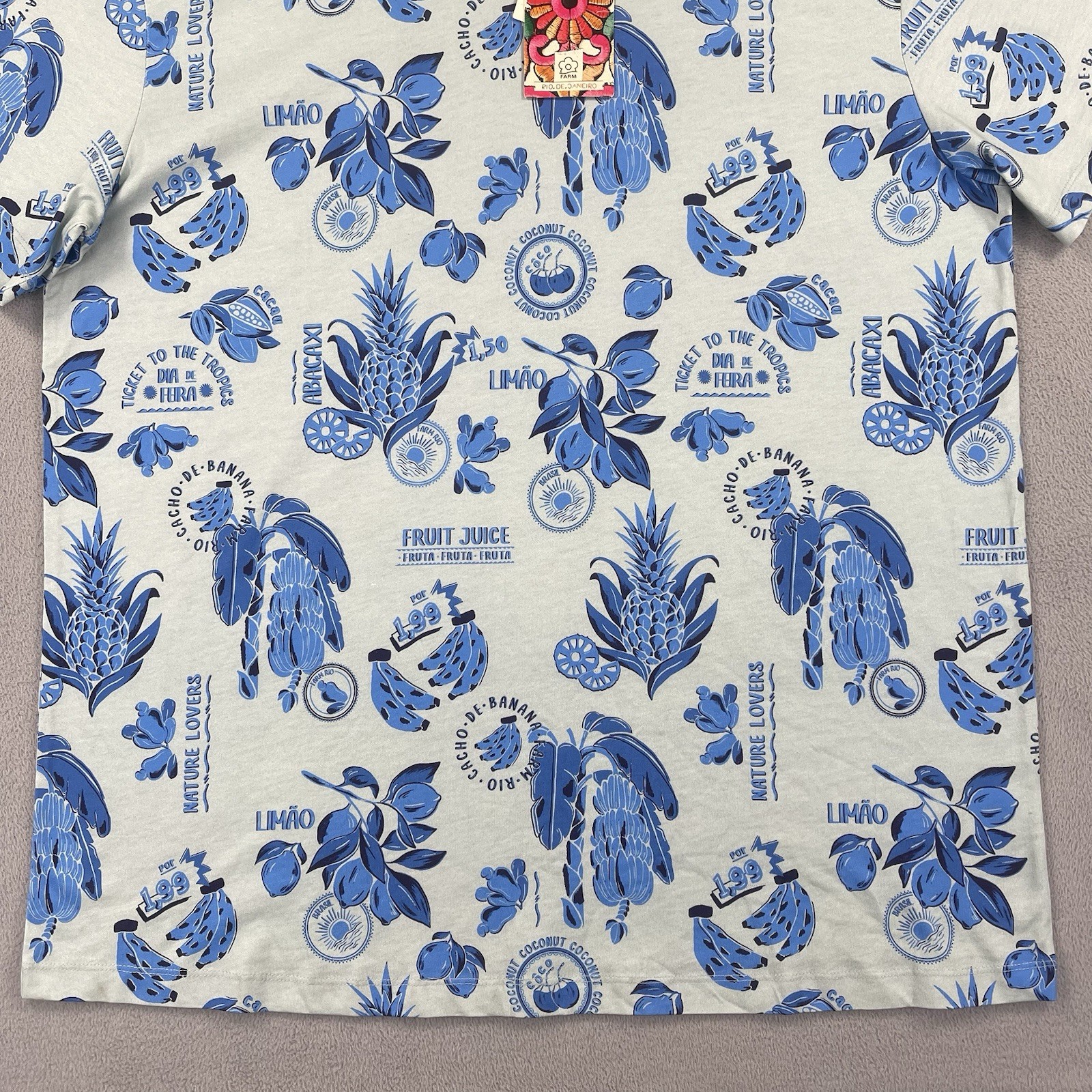 Farm Rio Shirt Mens XL Floral Fruta Anthropologie Short Sleeve Tee Designer NWT gallery