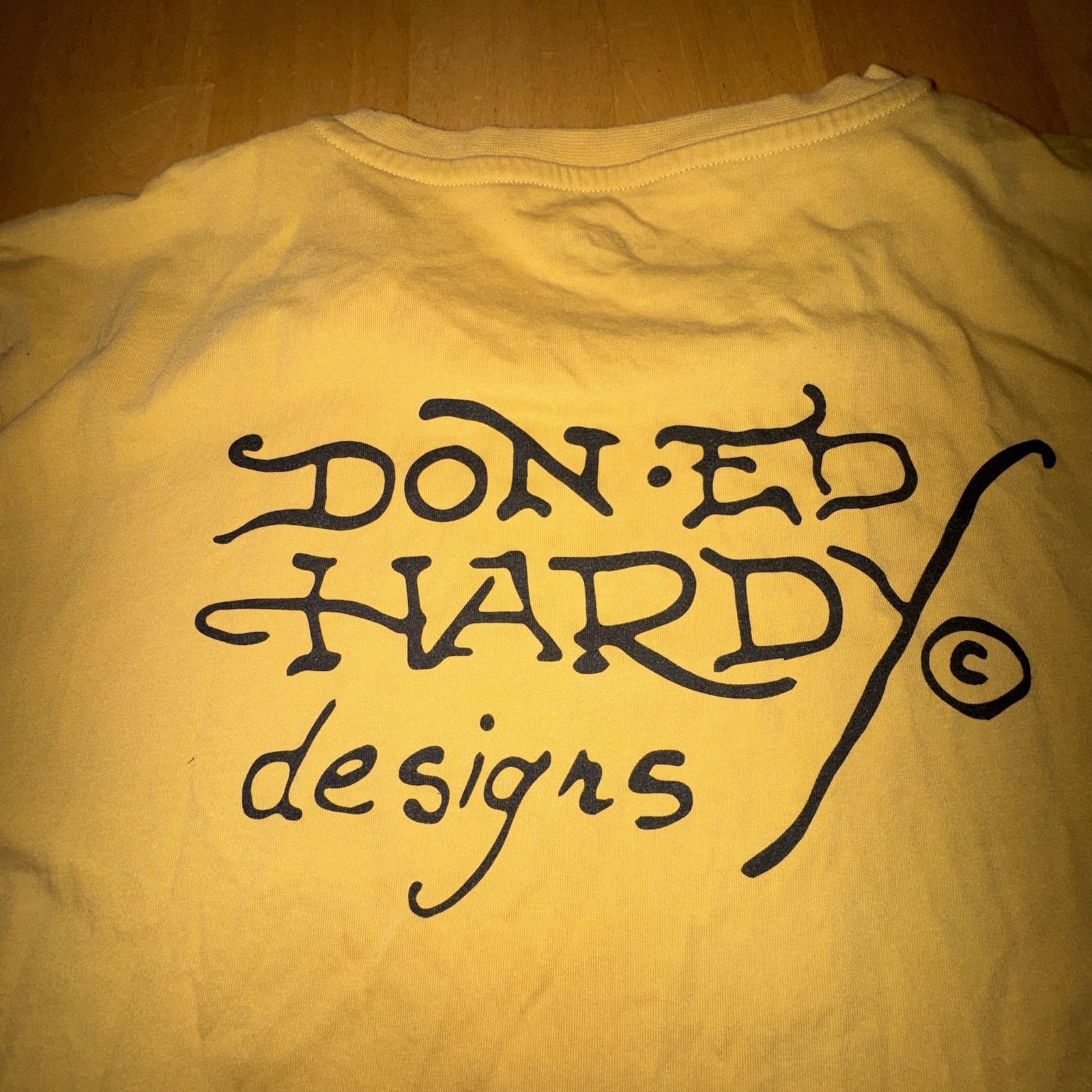Ed Hardy Shirt Men’s XL Yellow Embellished Tattoo Motocycle Biker Rock Y2K Skull gallery