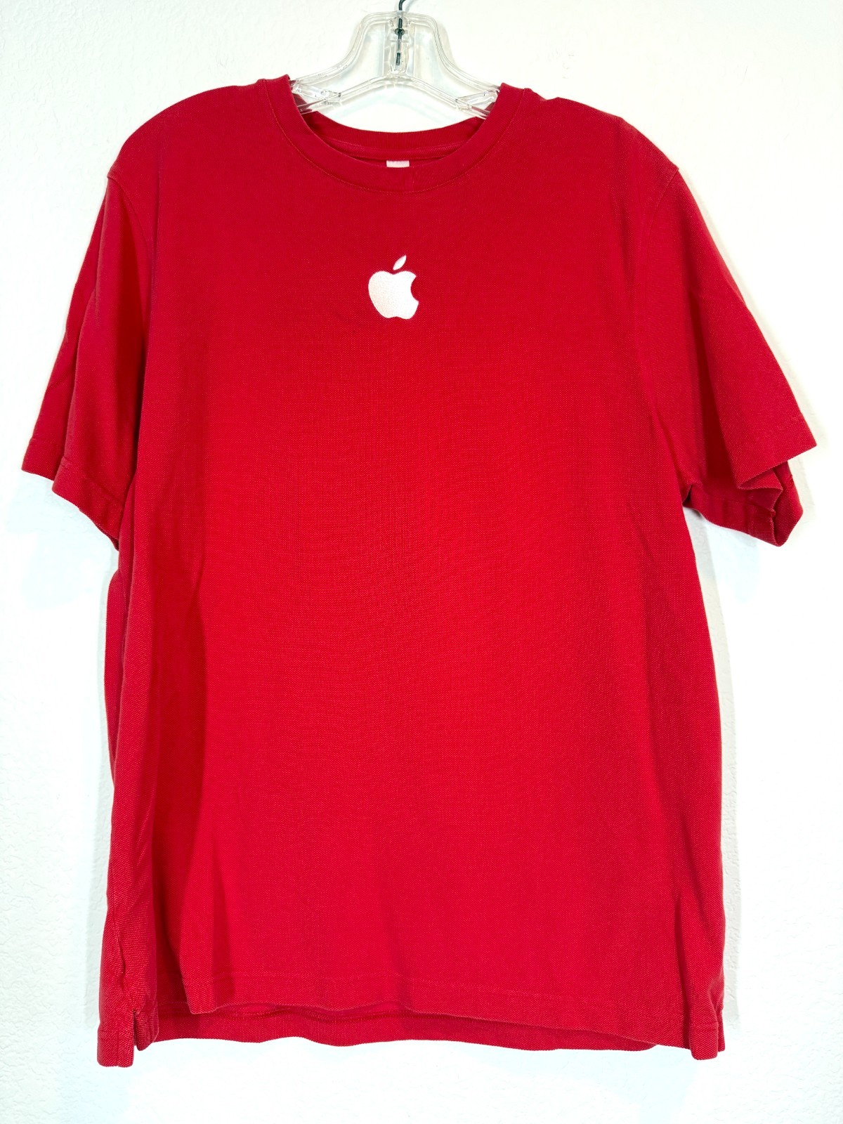 Apple Company Red Embroidered Logo T-Shirt Size Large Cotton Unisex