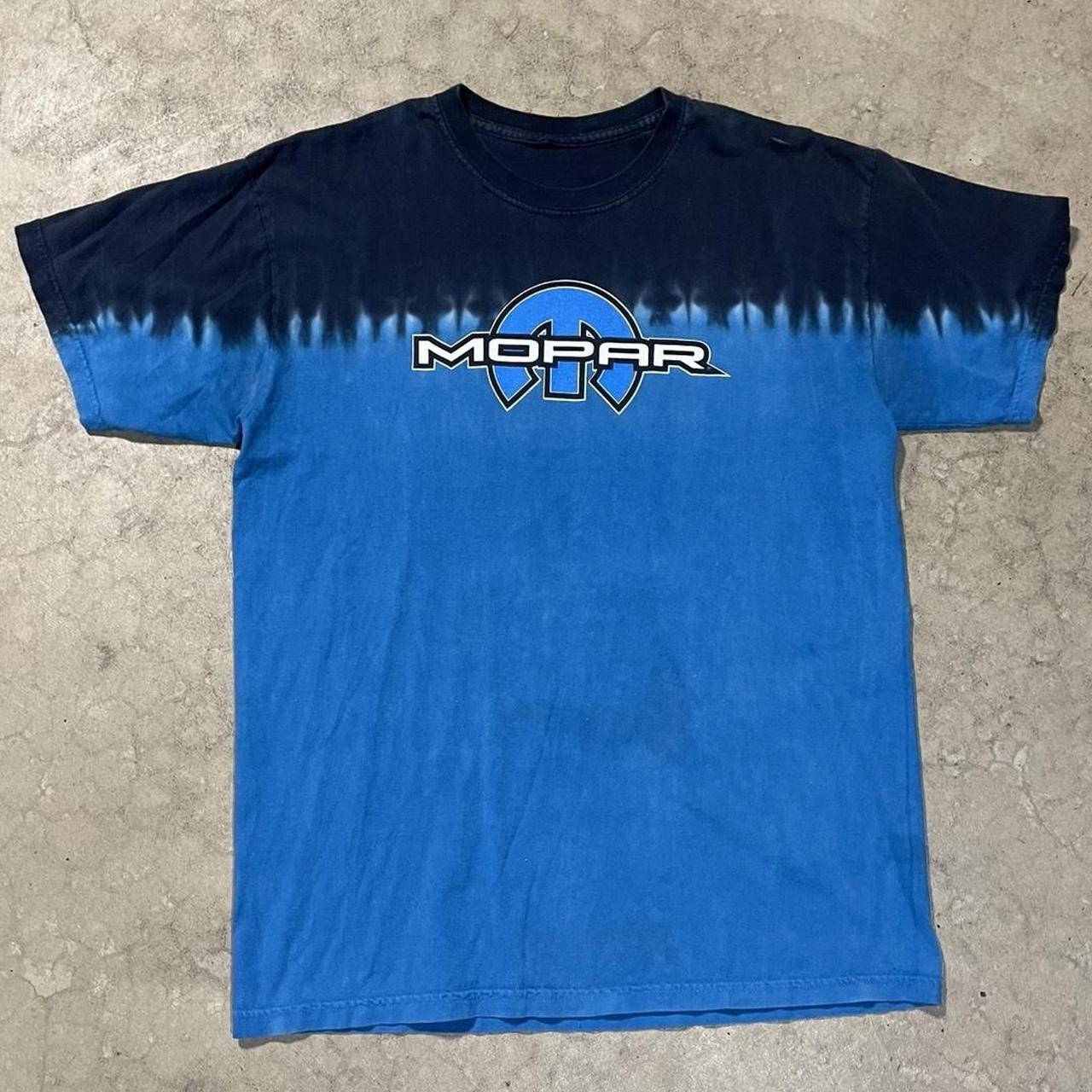 Mopar Men's M Cotton Blue/Black Logo Graphic Print Crew Neck Short Sleeve Tee gallery