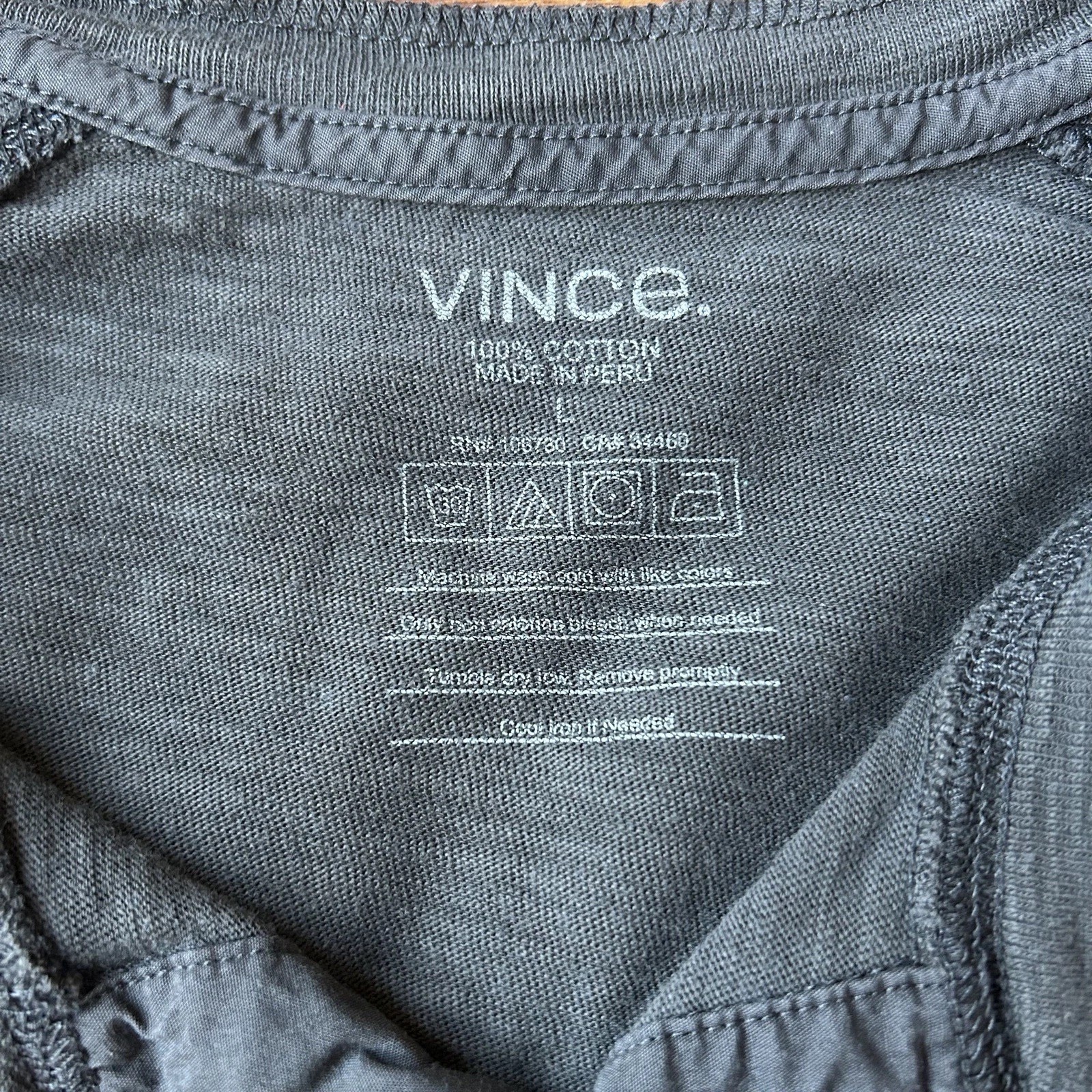 Vince Men's Gray Long Sleeve Raglan T-Shirt L Large Crew Neck Minimalist Luxe gallery