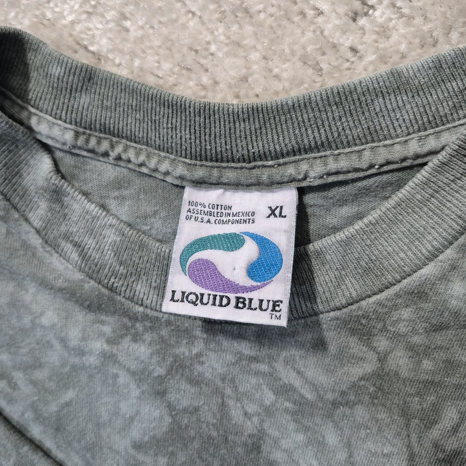 Vintage Liquid Blue Tie Dye Blank T Shirt XL Cotton 70s Hippie Music Festival gallery