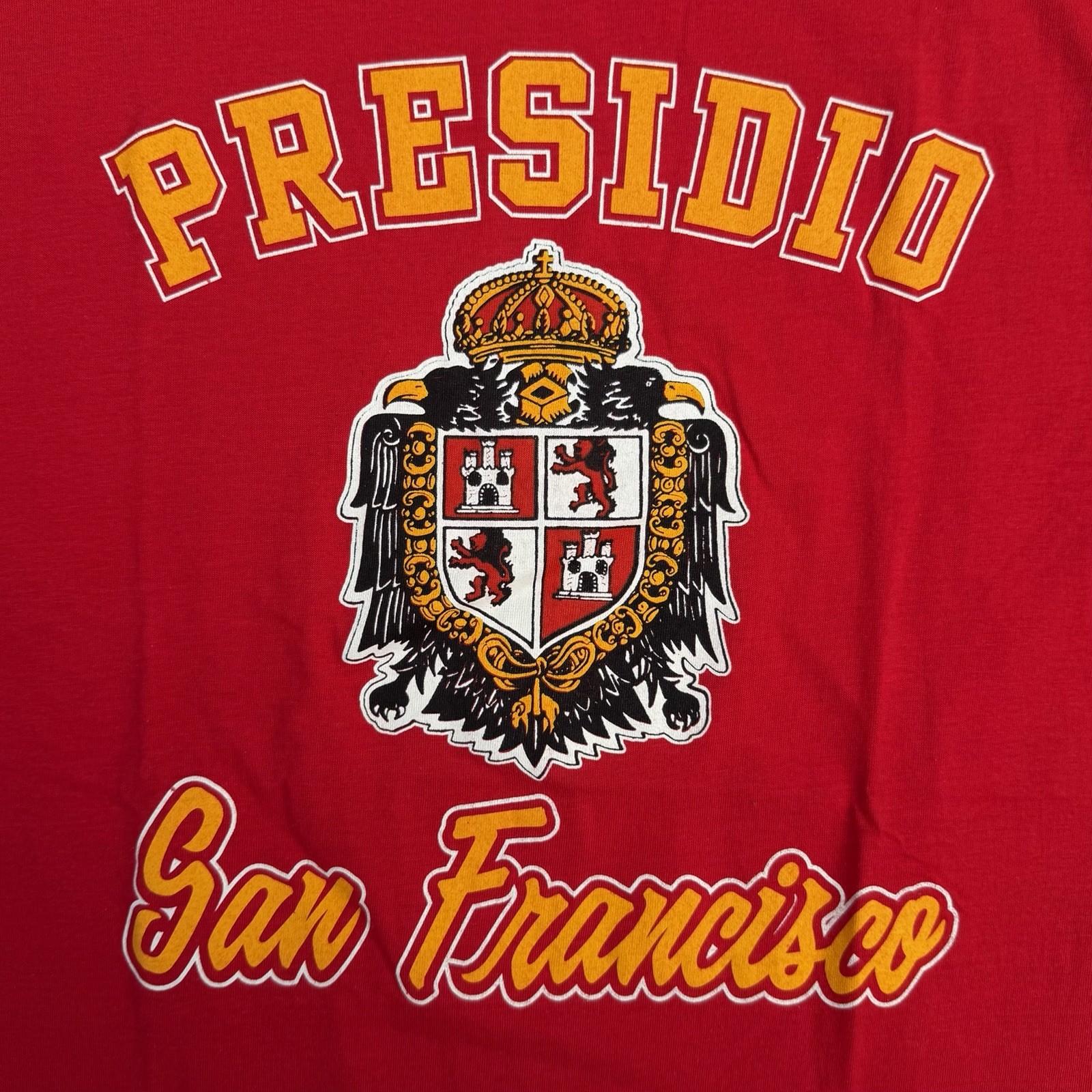 Vintage 80s Presidio San Francisco T-Shirt Red Size XL Artex USA gallery