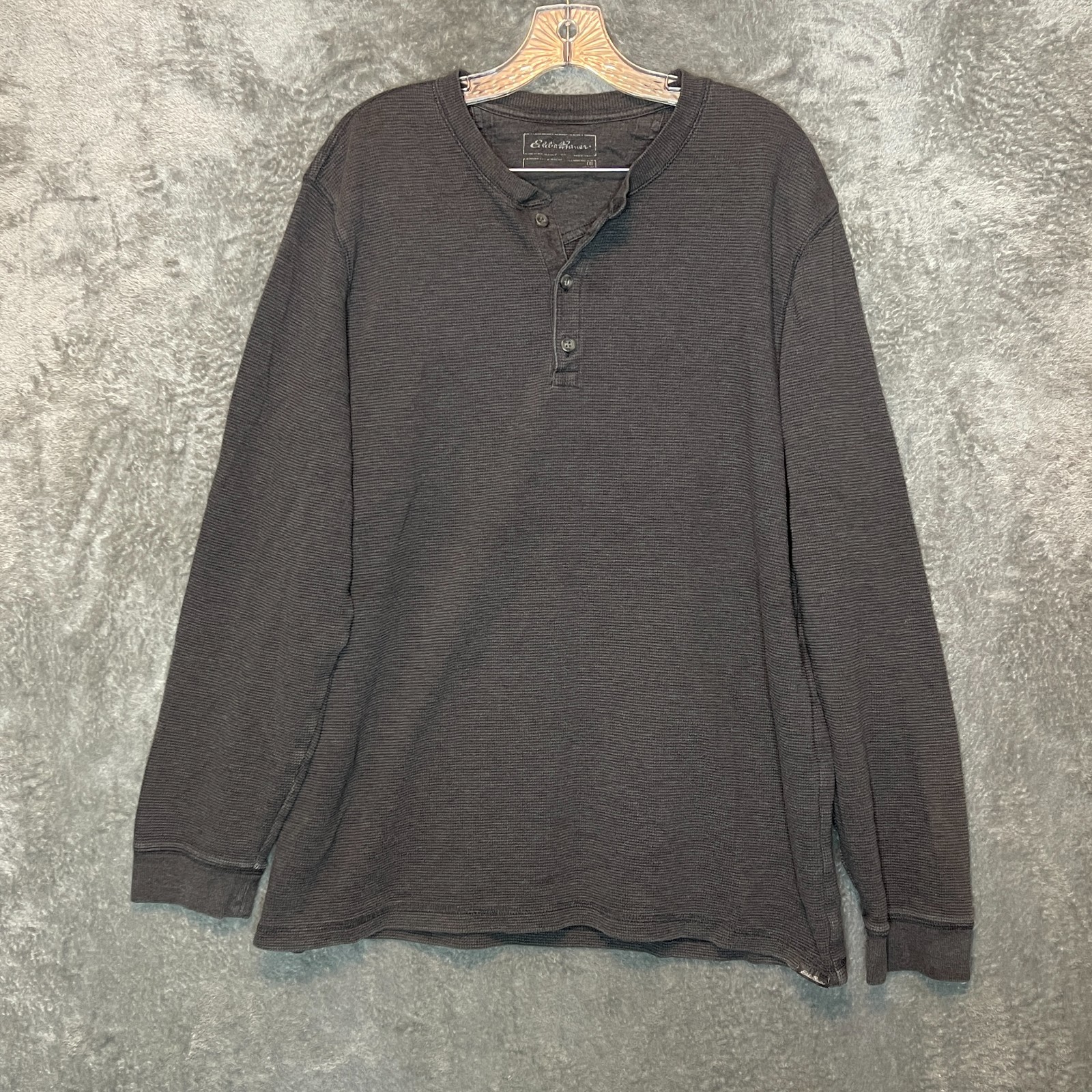 Eddie Bauer Mens 2XL Classic Outdoor Stretch Waffle Knit Henley Thermal Shirt
