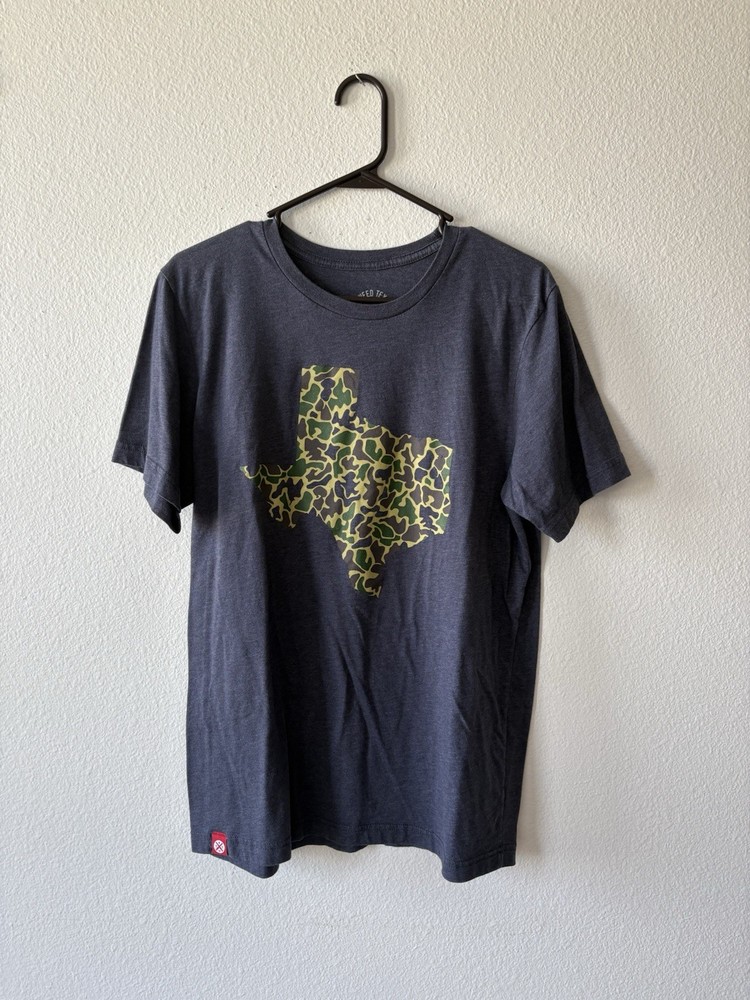 Tumbleweed Texstyles Men’s Blue Camo Texas Graphic T-Shirt Size Large