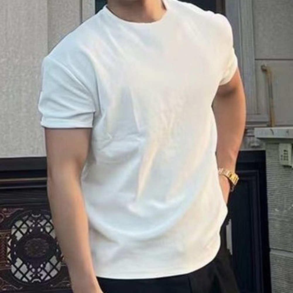 Gym Daily Wear Mens Loose Tee Round Neck Shirt 95% Polyester 5% Spandex gallery