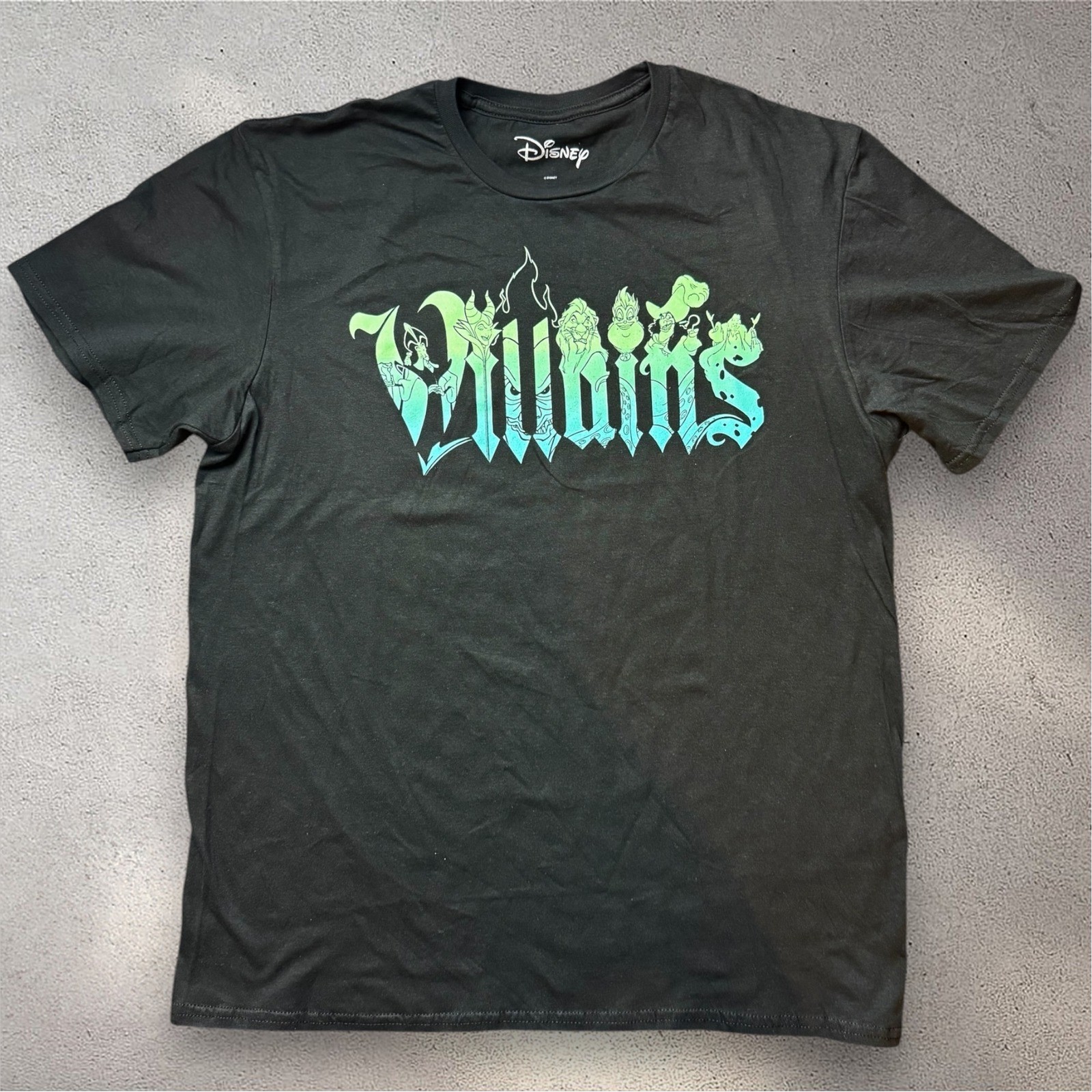 Disney Villains T Shirt Mens Large Black Green Ombre Graphic Tee