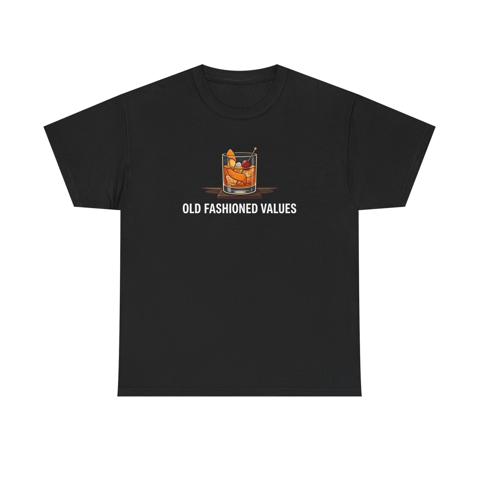 Old Fashioned Values Whiskey Glass T-Shirt | Cocktail Bar Tee