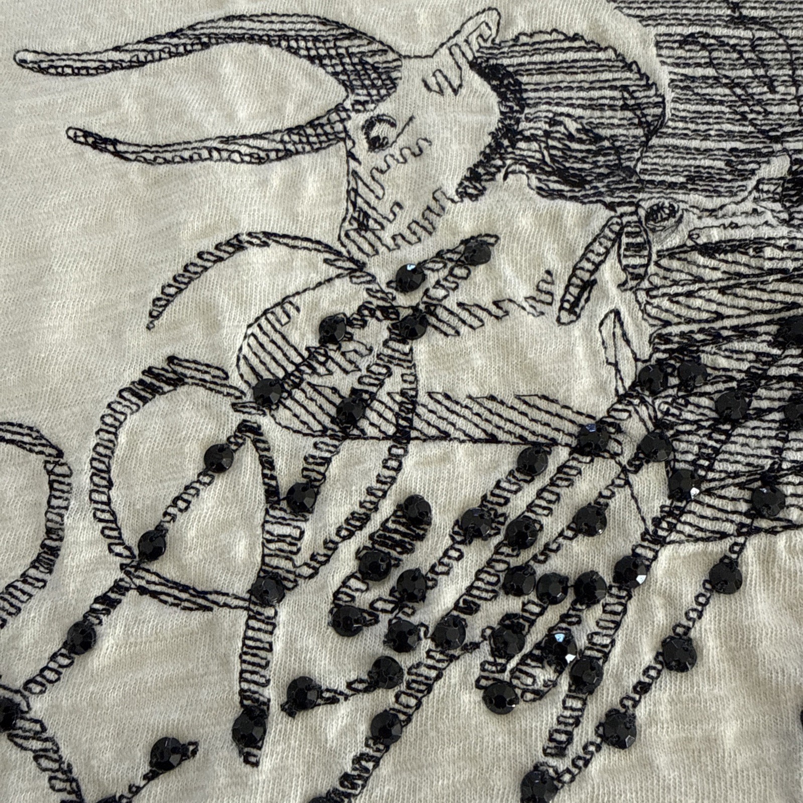 Artful Dodger Shirt Mens XL V-Neck Slub Y2K Embroidered Jeweled Eagle Bull Logo gallery