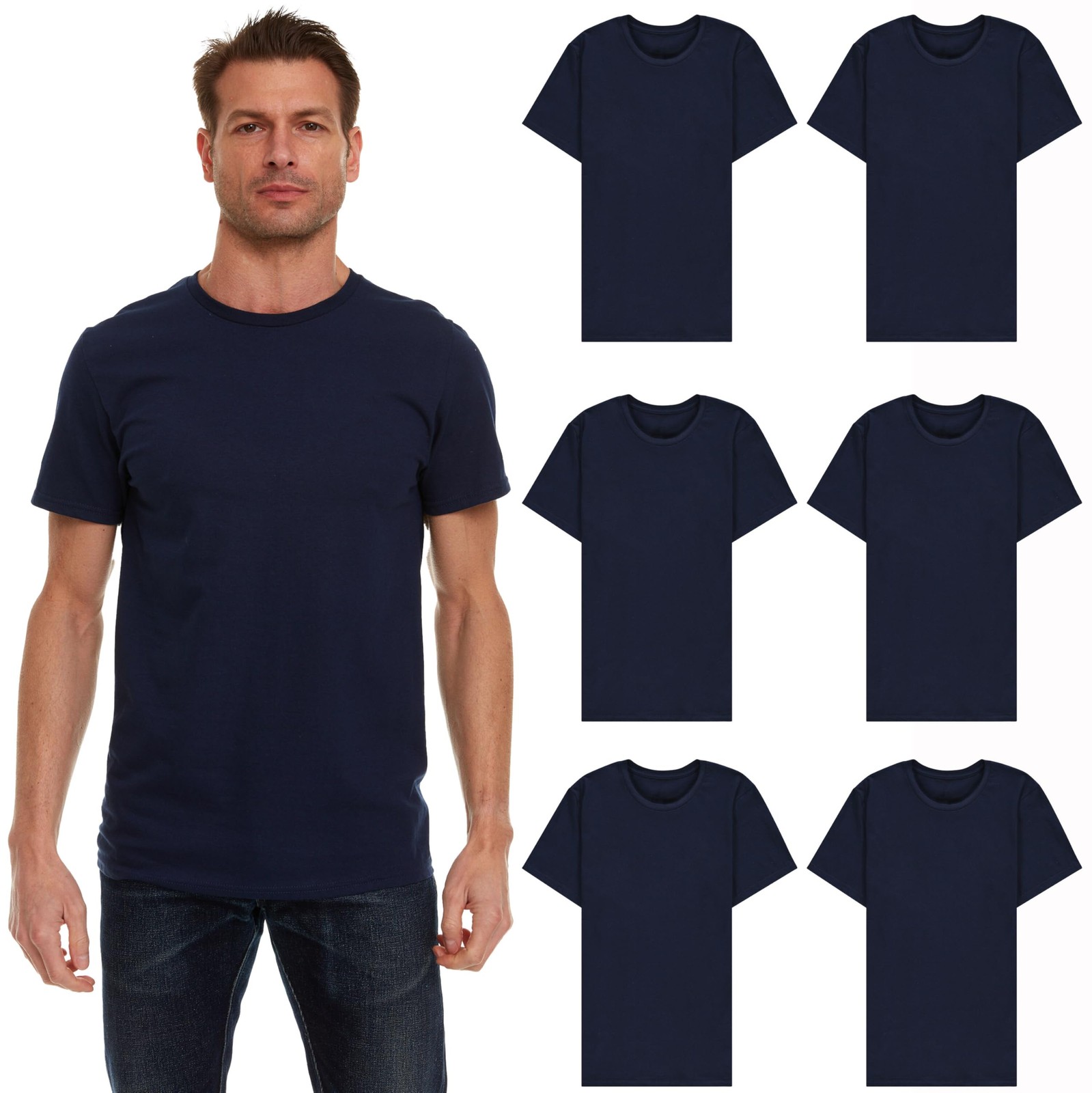 6 Pack BILLIONHATS Men’s Solid Colors Cotton T-Shirts Short Sleeve (XL)