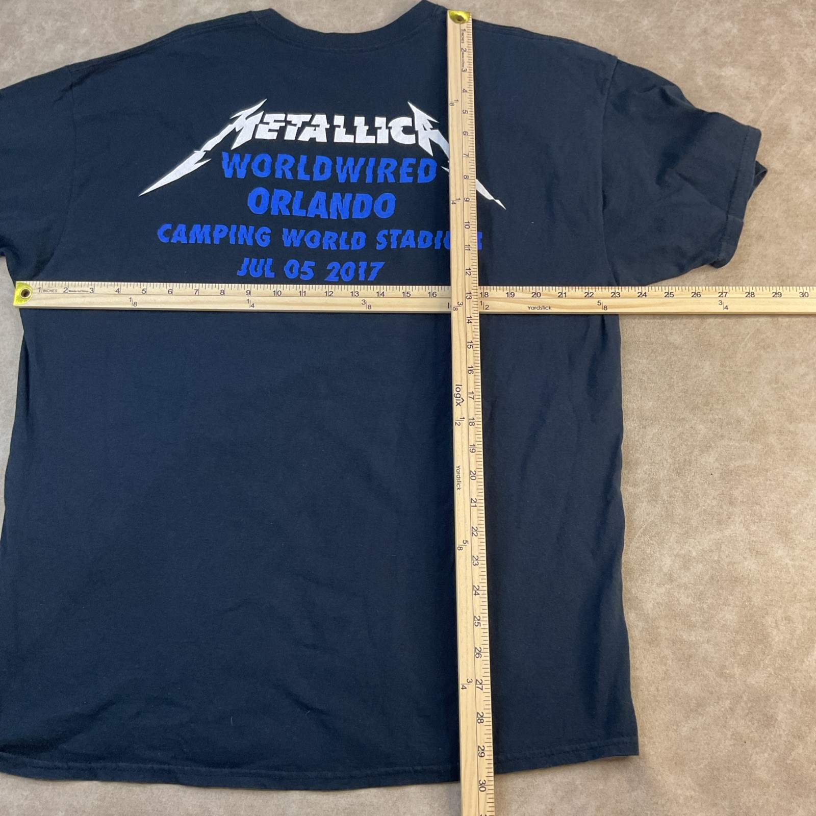 Metallica T-Shirt Men Sz XL Worldwired Tour 2017 VTG Y2K Orlando Double Sided gallery