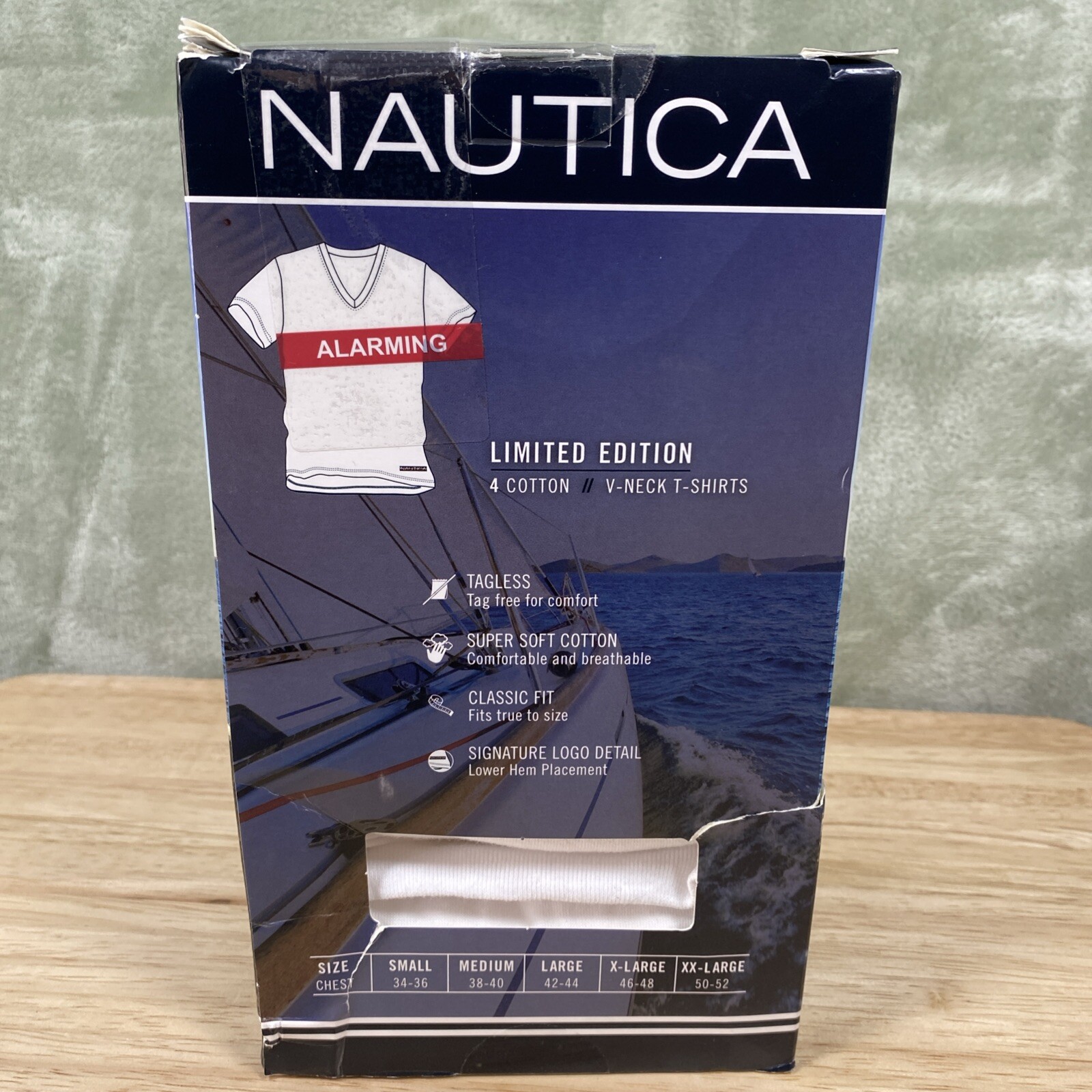 Nautica V-Neck T-Shirts Men's S 34-36 White Cotton Limited Edition 4 Pack NWT gallery