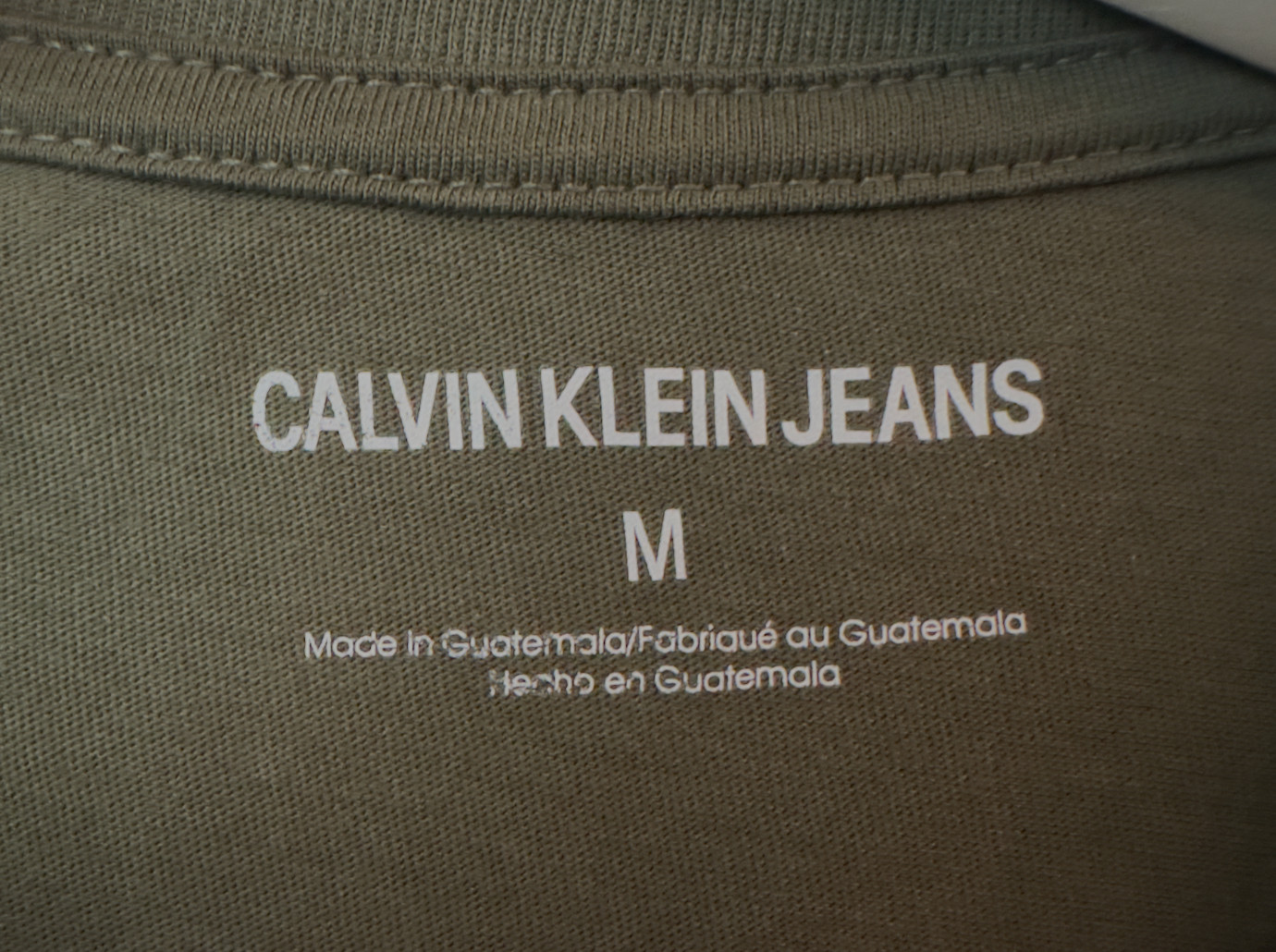 Calvin Klein Jeans T-Shirt Olive Green Blue Box Logo Medium Brand New Tags Mens gallery