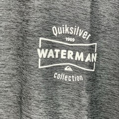 Quiksilver Waterman Collection Size Large Gray White Logo Performance Shirt Surf