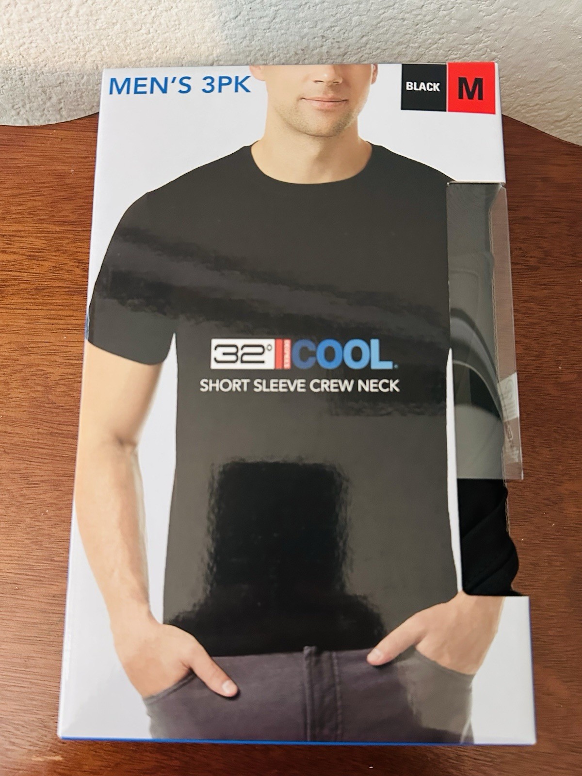 32 Cool Degrees Men’s 3pk Shirt Short Sleeve Crew Neck Black Medium Anti Odor gallery