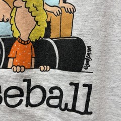 Vintage Jim Benton Mr. Baseball Changes T Shirt Size XL Gray Cartoon Made In USA
