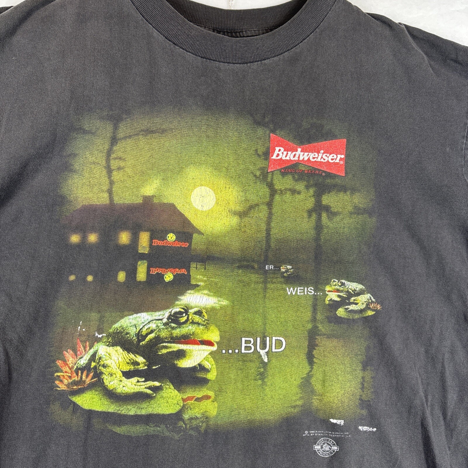 Vintage 1996 Budweiser T-Shirt Bud Weis Er Frogs Lilly Pads Sz LARGE