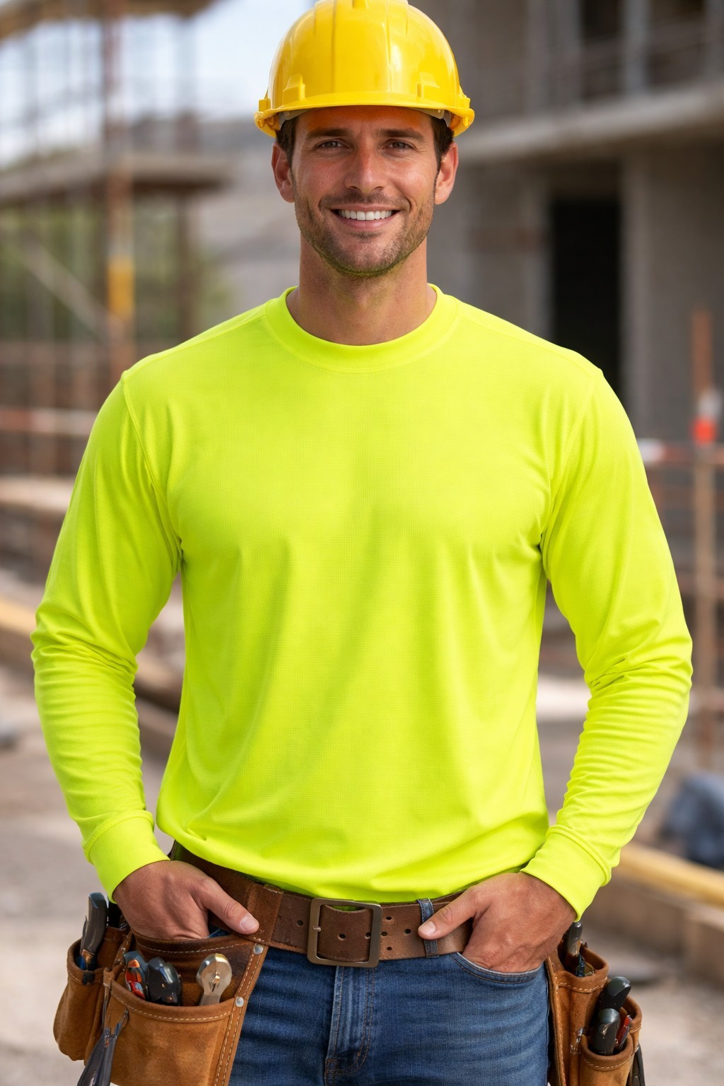 Bridge Head Hi Vis Long Sleeve T-Shirts XL 2 Pack Neon Yellow 100% Polyester NEW gallery