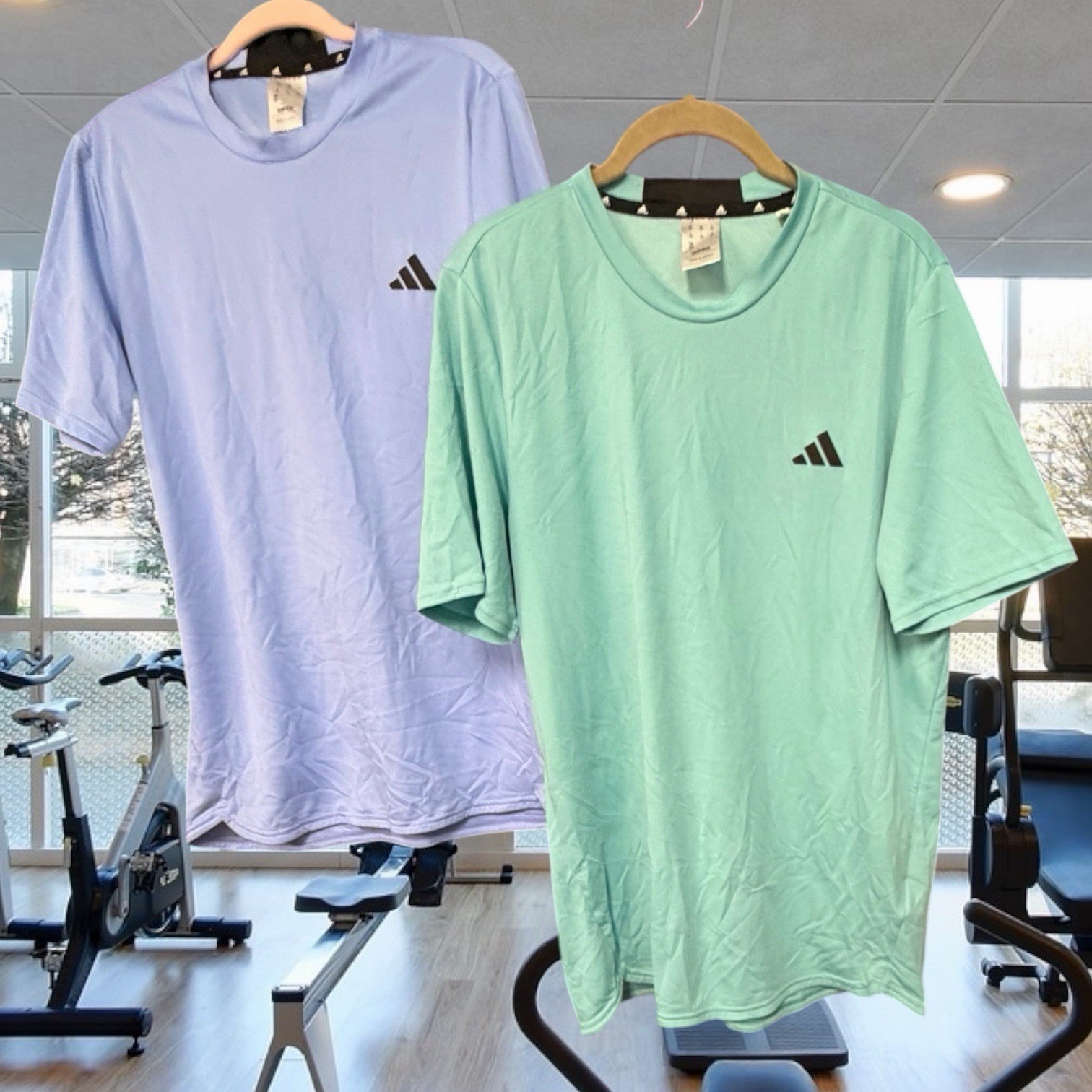 Adidas Men’s medium tall shirt Lot light blue seafoam green athletic activewear