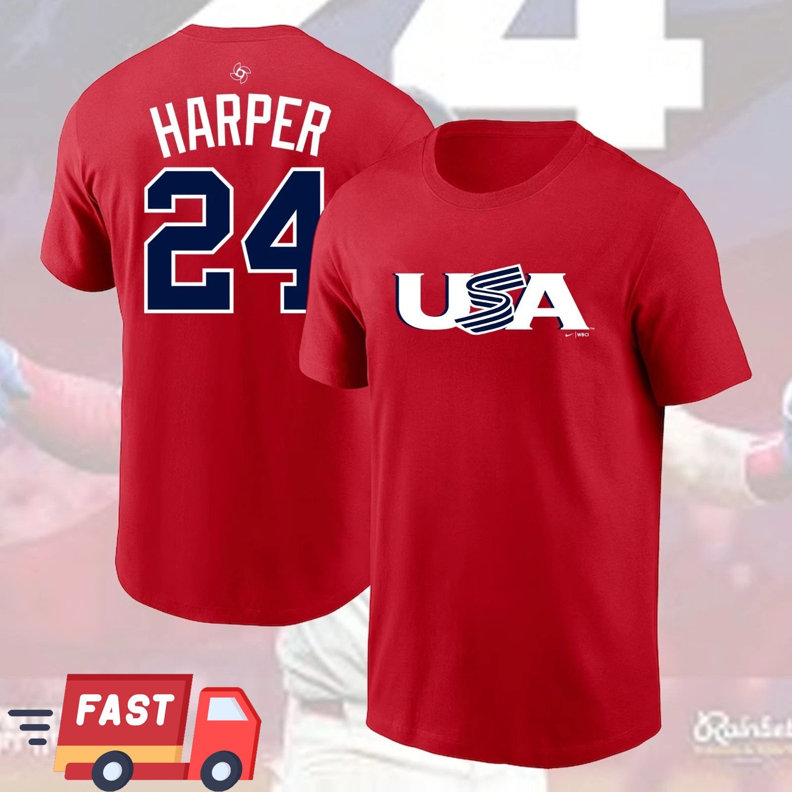 HOT! Bryce #24 Harrper USA Baseball 2026 Name & Number Players For Fans gallery