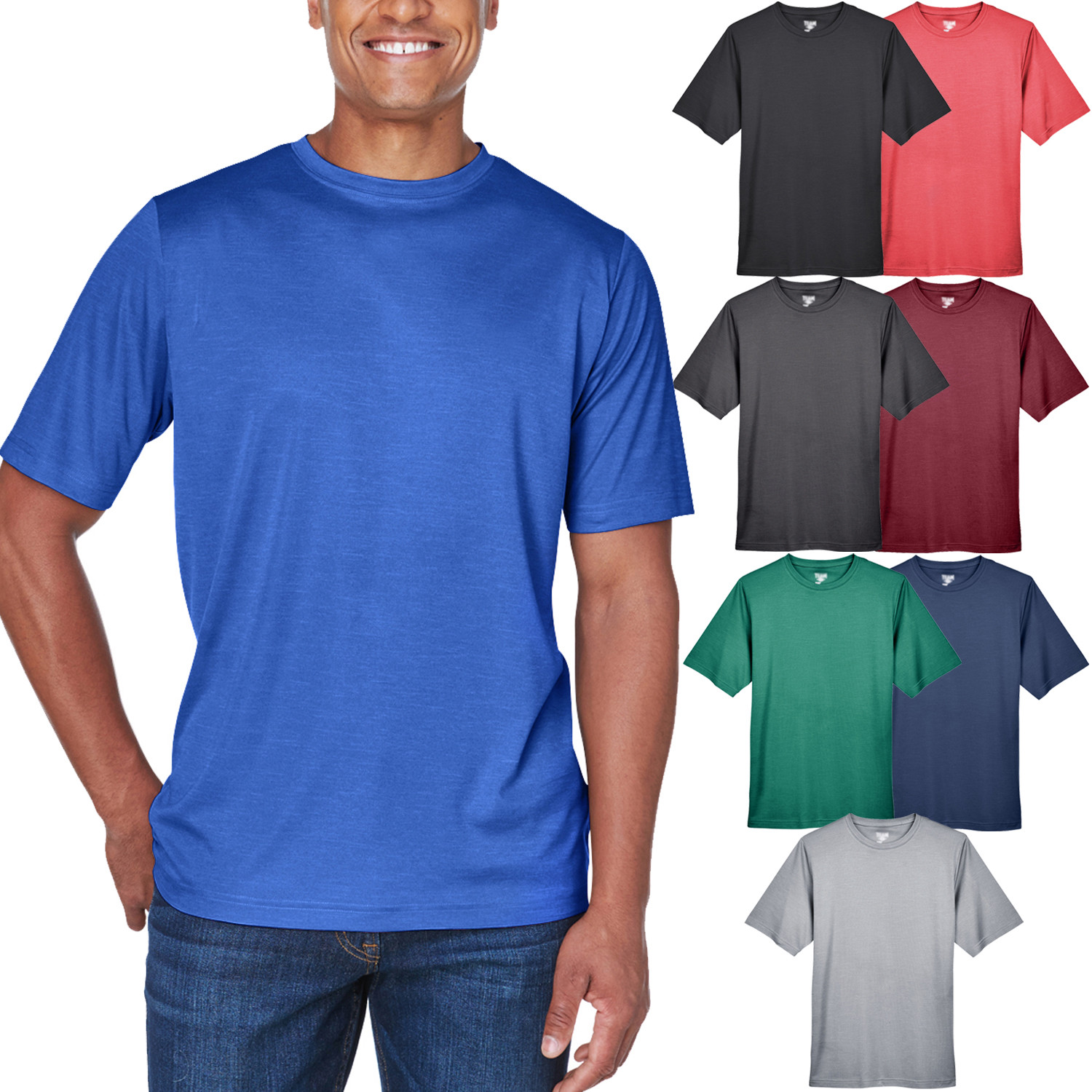 Mens Moisture Wicking T-Shirt Heather Gym Exercise Running Tee XS-XL 2X, 3X, 4X gallery