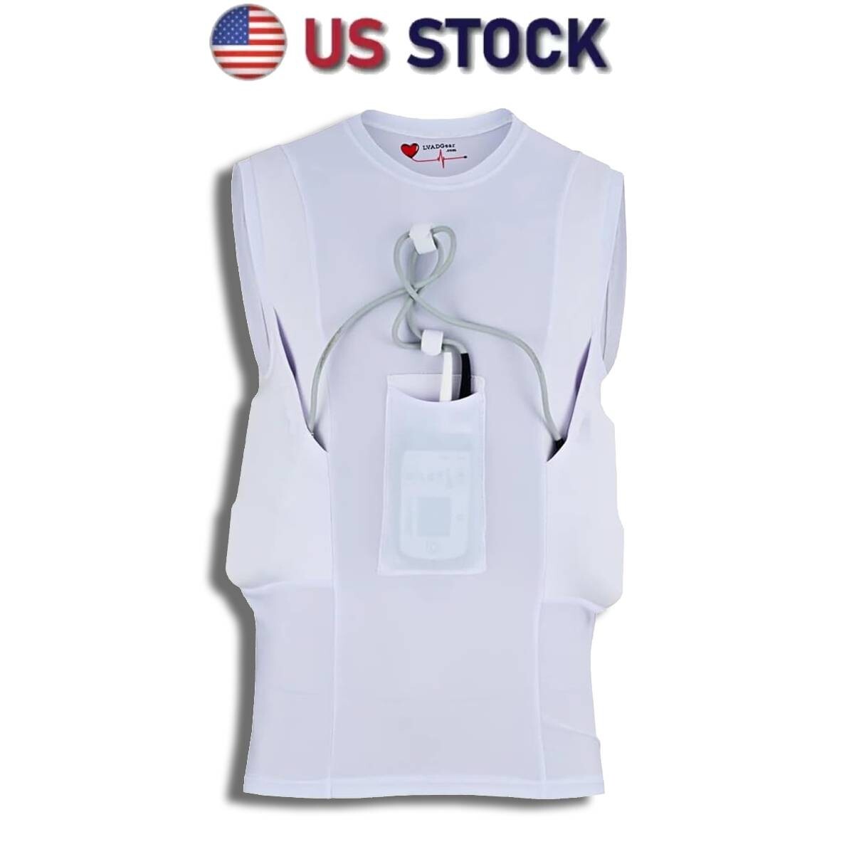 LVAD Heartmate 2 & 3 White Tank Top For Men LVAD Clothing Sleeveless Vest Shirt gallery