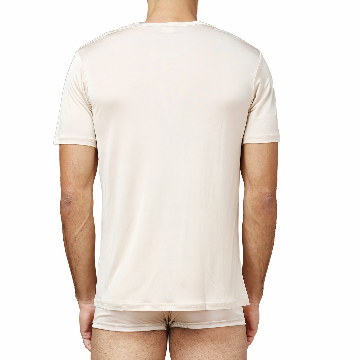 2025 T Shirt Pure Silk Knit Men's Shirt Round Neck Short Sleeves Solid Us S M L gallery