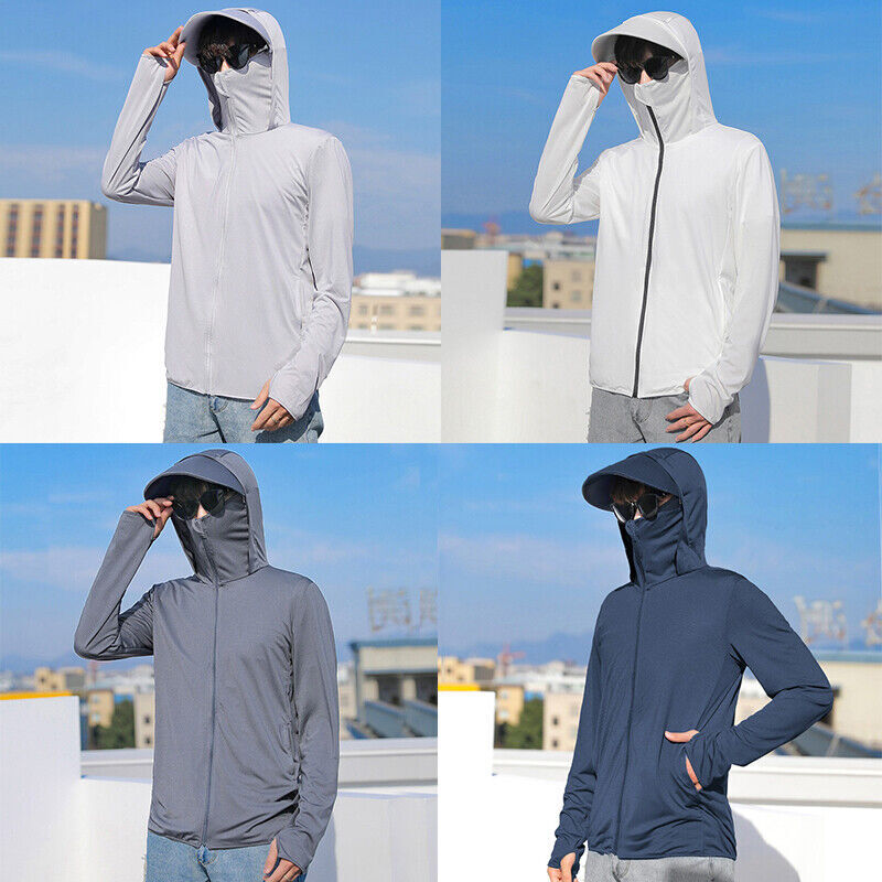 Upf 50+ Men's Long Sleeve Sun Skin Protection T-Shirt Outdoor Fishing Hoodies Us gallery