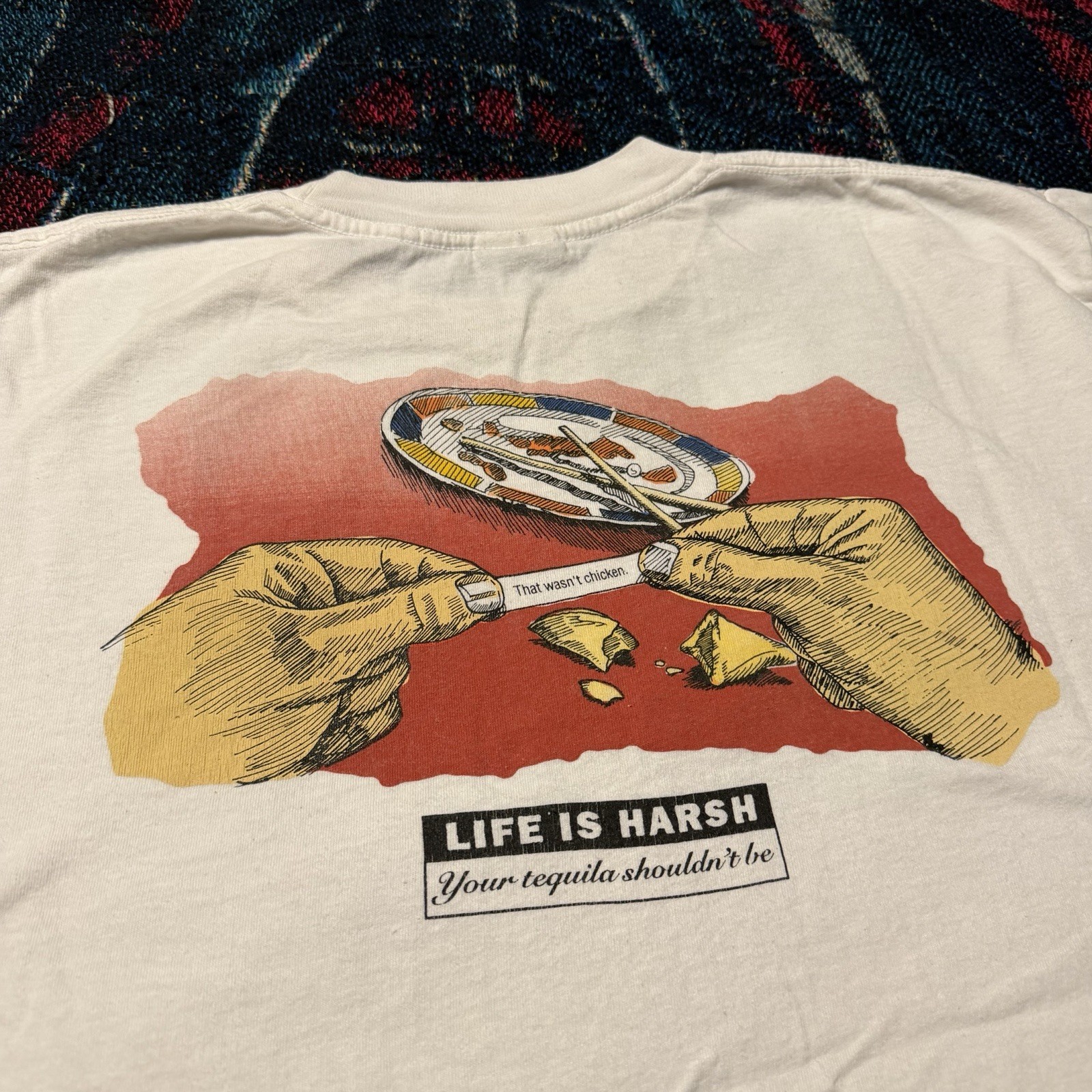 Vintage 90s Sauza Conmemorativo Tequila White Shirt Offiensive Fortune Cookie L gallery