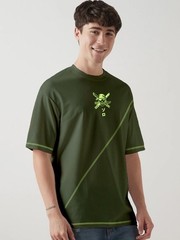Zoro X King Of Hell Printed Drop-Shoulder Sleeves Oversized Cotton T-shirt