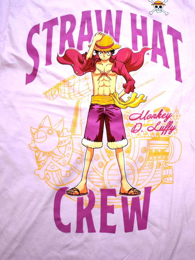 One Piece Monkey D Luffy Pink Straw Hat Crew Mens Manga Shirt New Medium gallery
