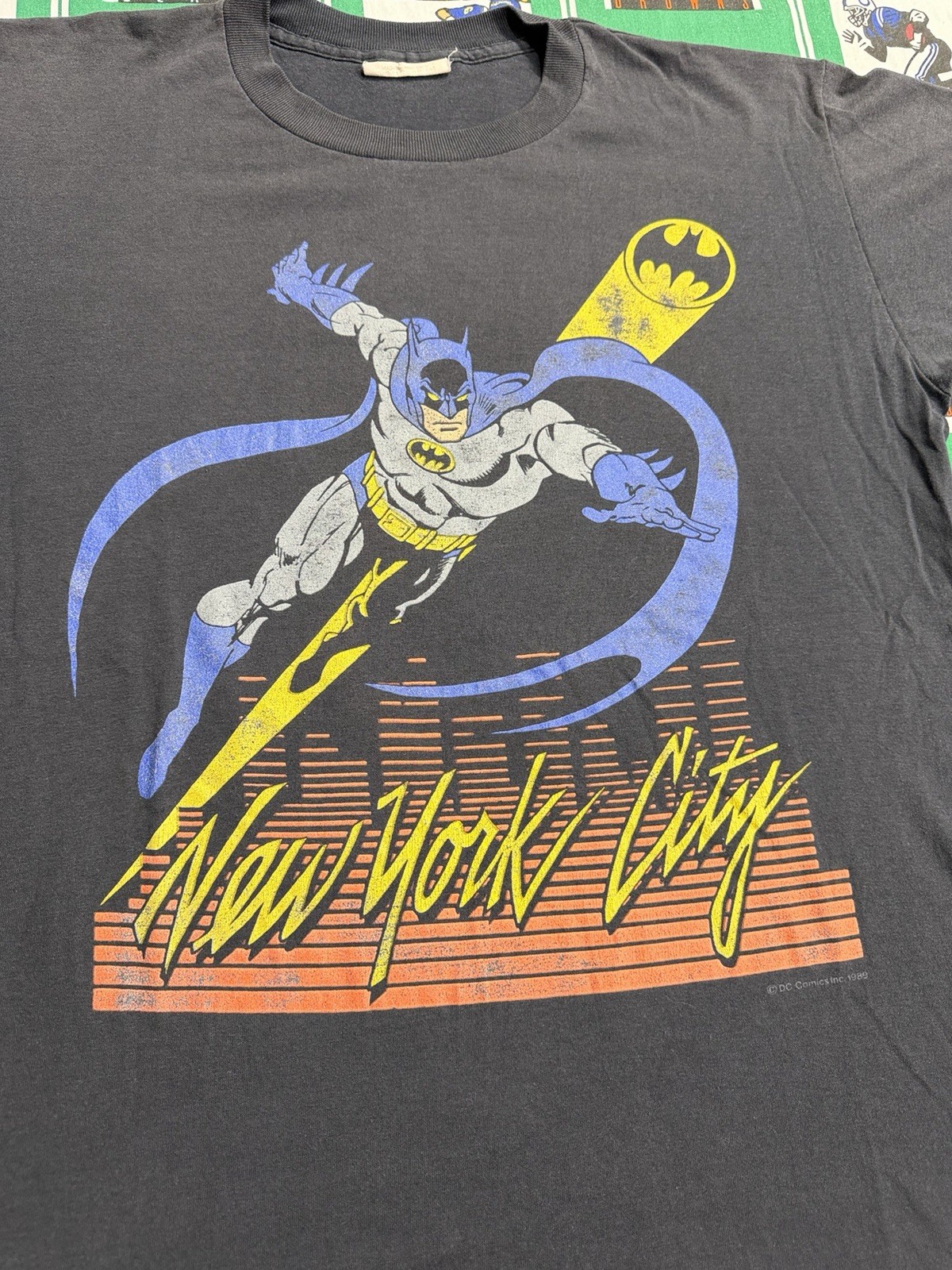 Vtg 80s Batman New York City Graphic Print Black Men's L Crew T-Shirt gallery