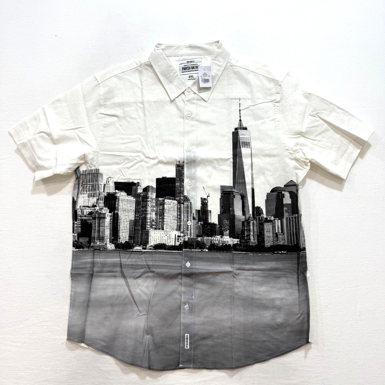 Paris Nation Men’s Button Down Shirt White Color NYC Block Linen Blend 2XL 4XL