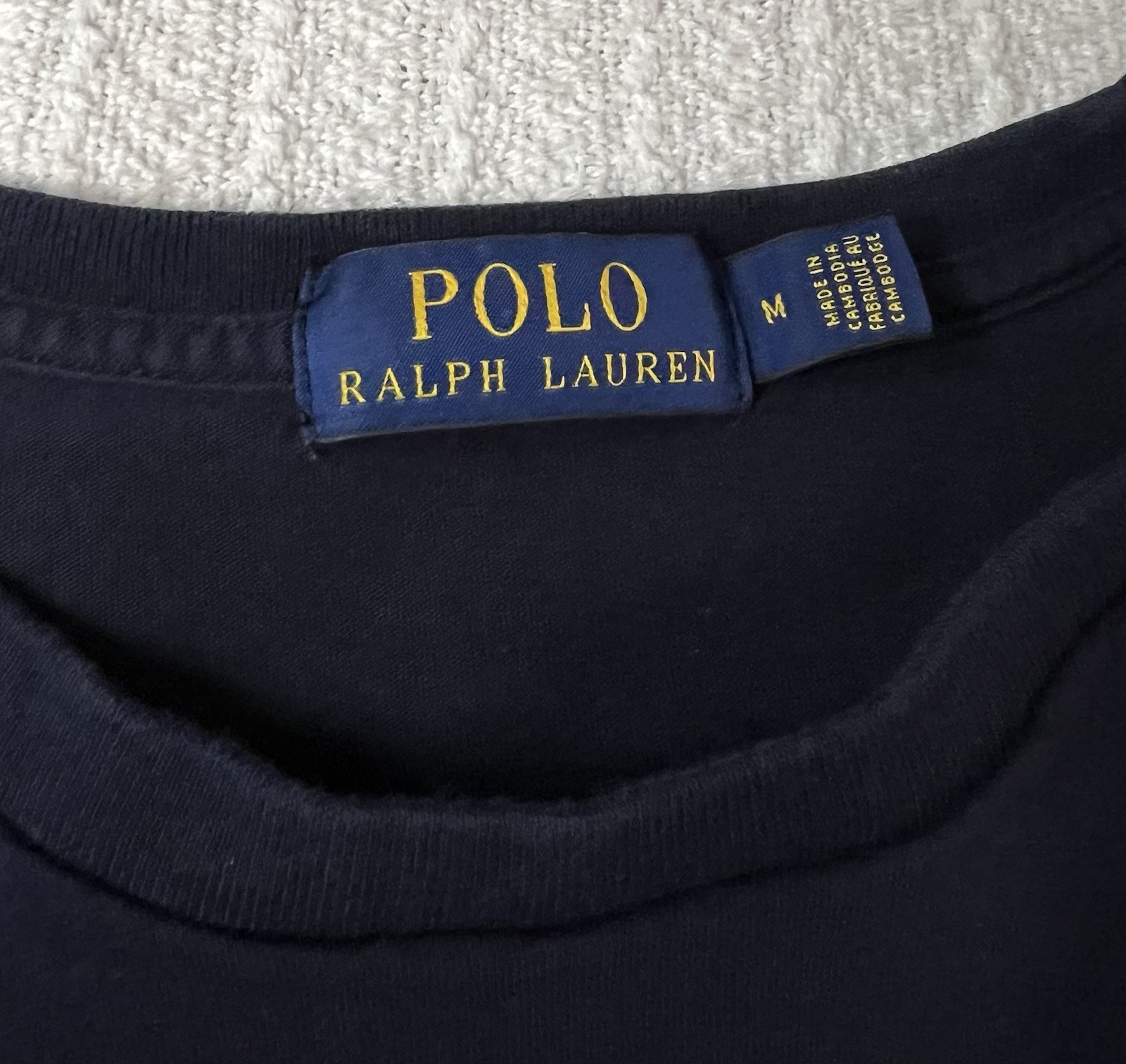 Polo Ralph Lauren Flag Logo Colorblock T-Shirt – Men’s Size M 20” X 24”– Navy gallery