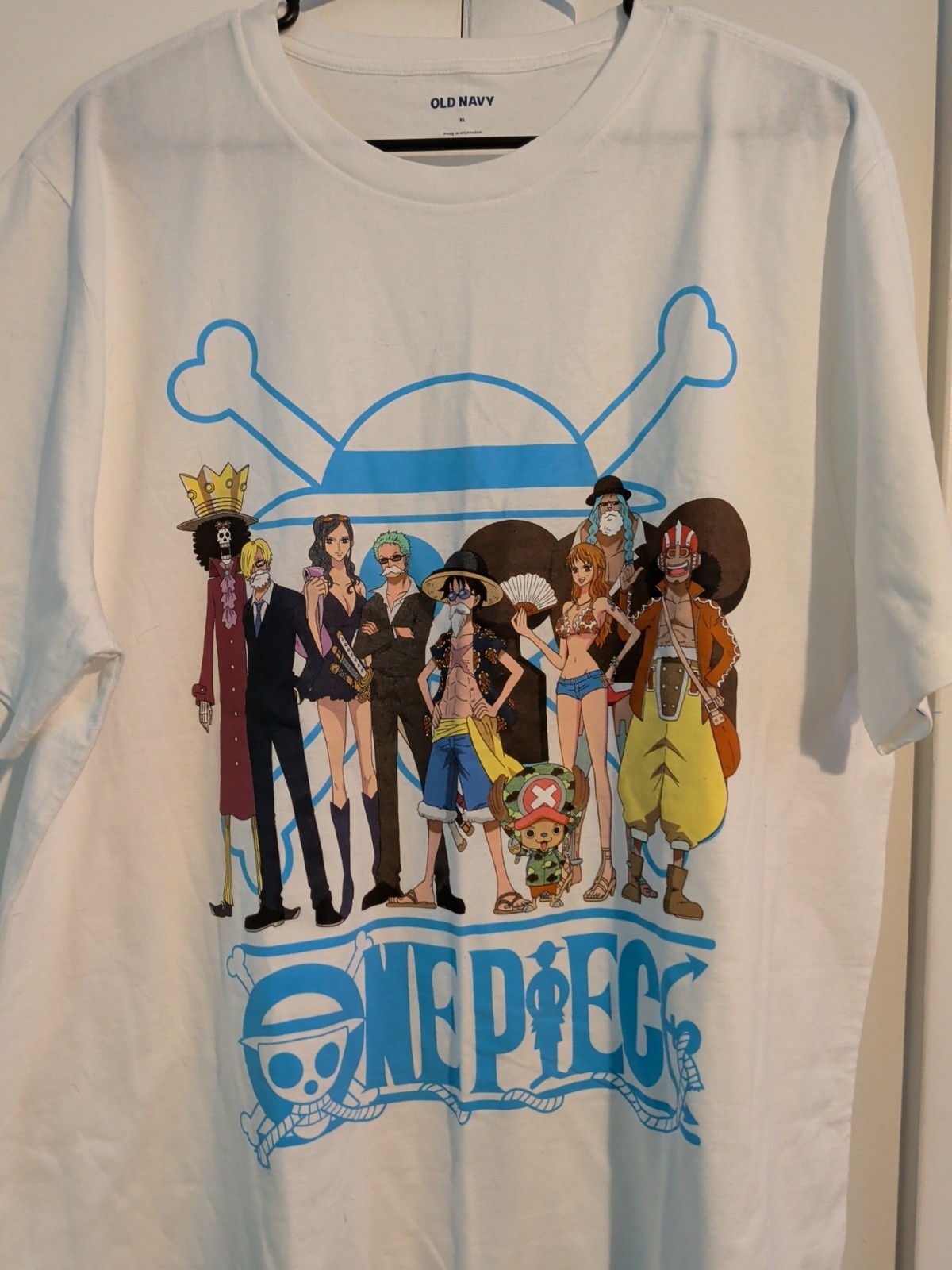 One Piece Group Lineup Men`s SZ XL White Cotton Cartoon Anime Manga Tee Anime
