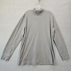 Lands End Gray Shirt Herringbone Stripe Long Sleeves Mock Neck Men’s Size L Tall