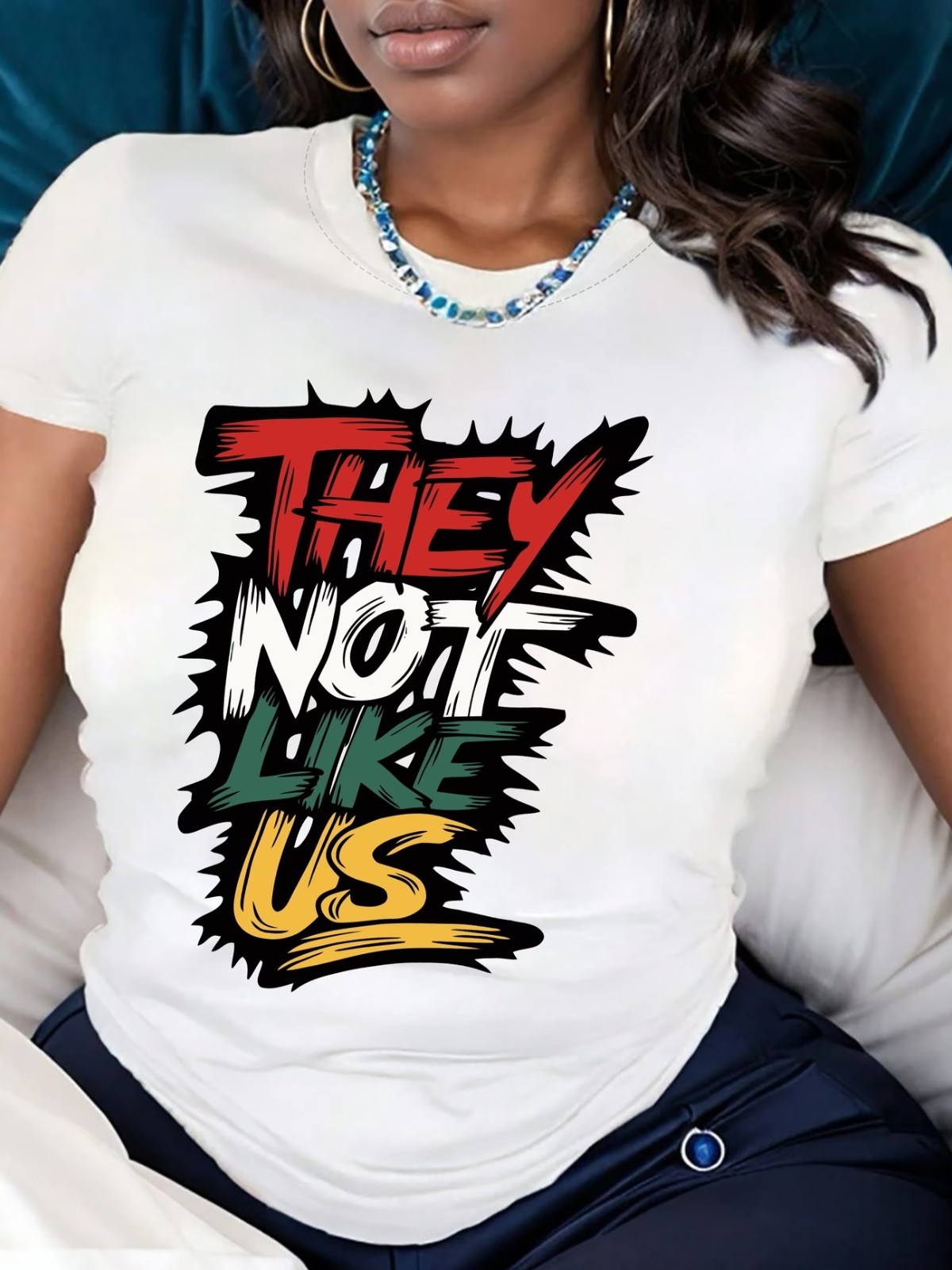 They Not Like us Letter Print Crew Neck T-Shirt gallery