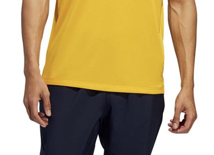 Adidas men's workout the go to tee shirt yellow 100% Cotton New gallery