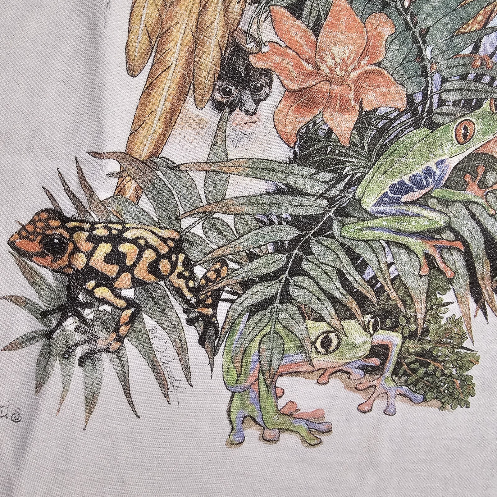 Vintage 90s Katie Dids Jungle Animal Art T-shirt Mens M Grunge Sleeze Nature Emo gallery