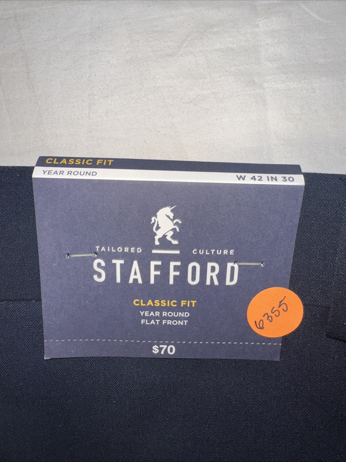 NWT Stafford Men’s 42 x 30 Classic Fit Flat Front Year Round Trouser Pants $70 gallery