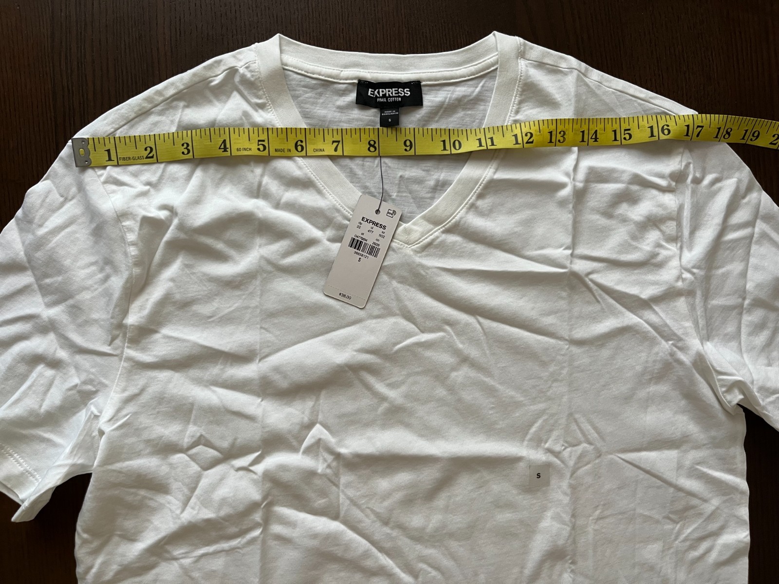 Express Men's White Cotton Basic T Shirt V- Neck Short Sleeve Size S ST30 gallery