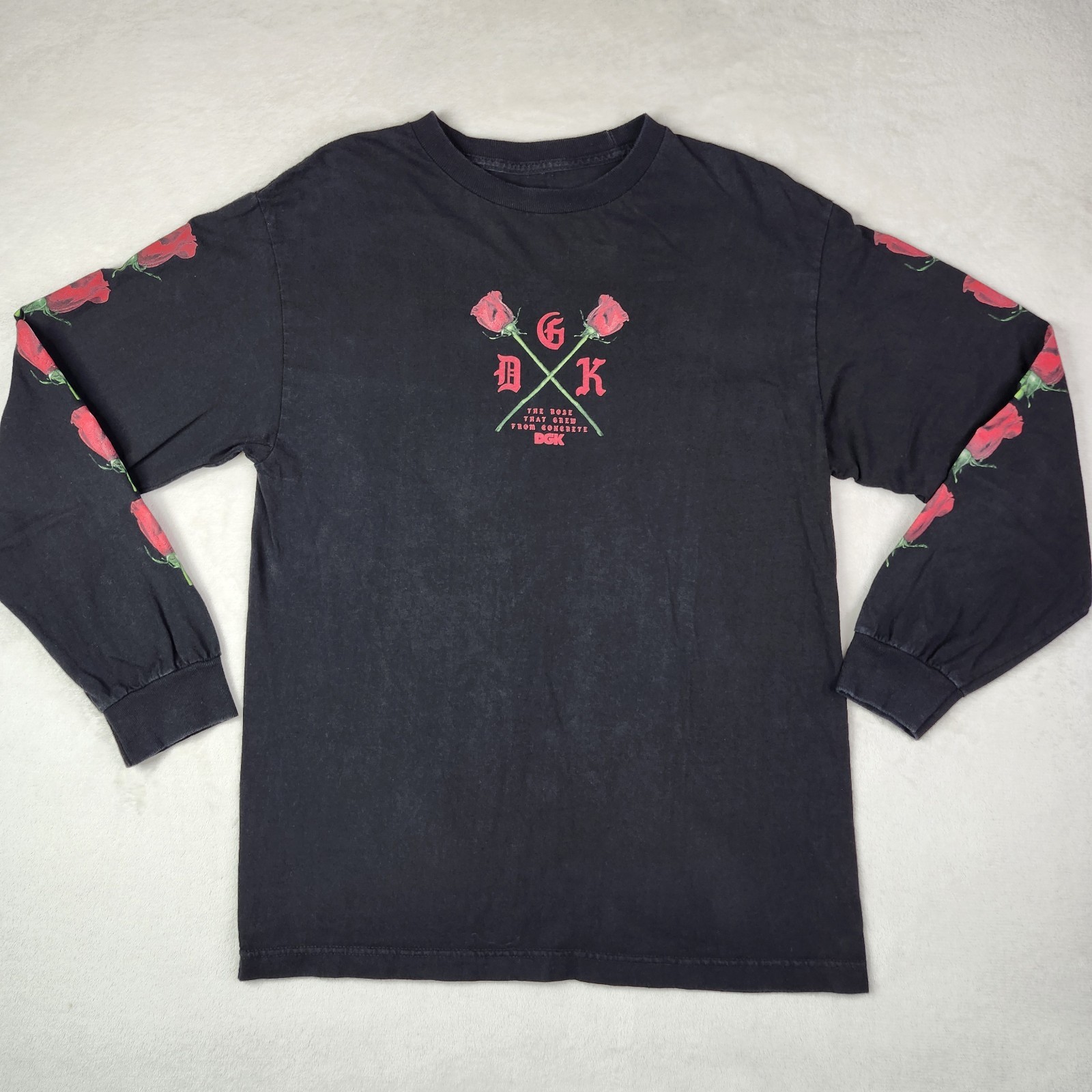 DGK Skateboards Long Sleeve Black T-Shirt Rose Skateboarding Mens Size M gallery
