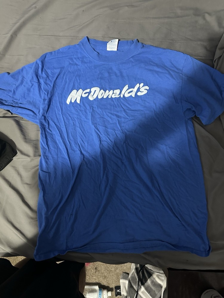 McDonald’s Blue Logo Graphic Print Crew Neck Short Sleeve T-Shirt Size L