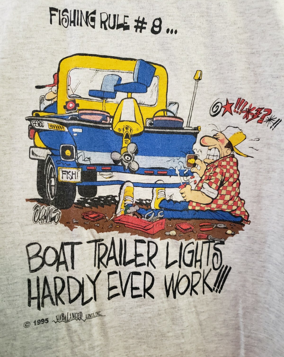 Vintage Single Stitch T Shirt Delta Man Truck Boat Fishing Graphic Funny 90s USA gallery