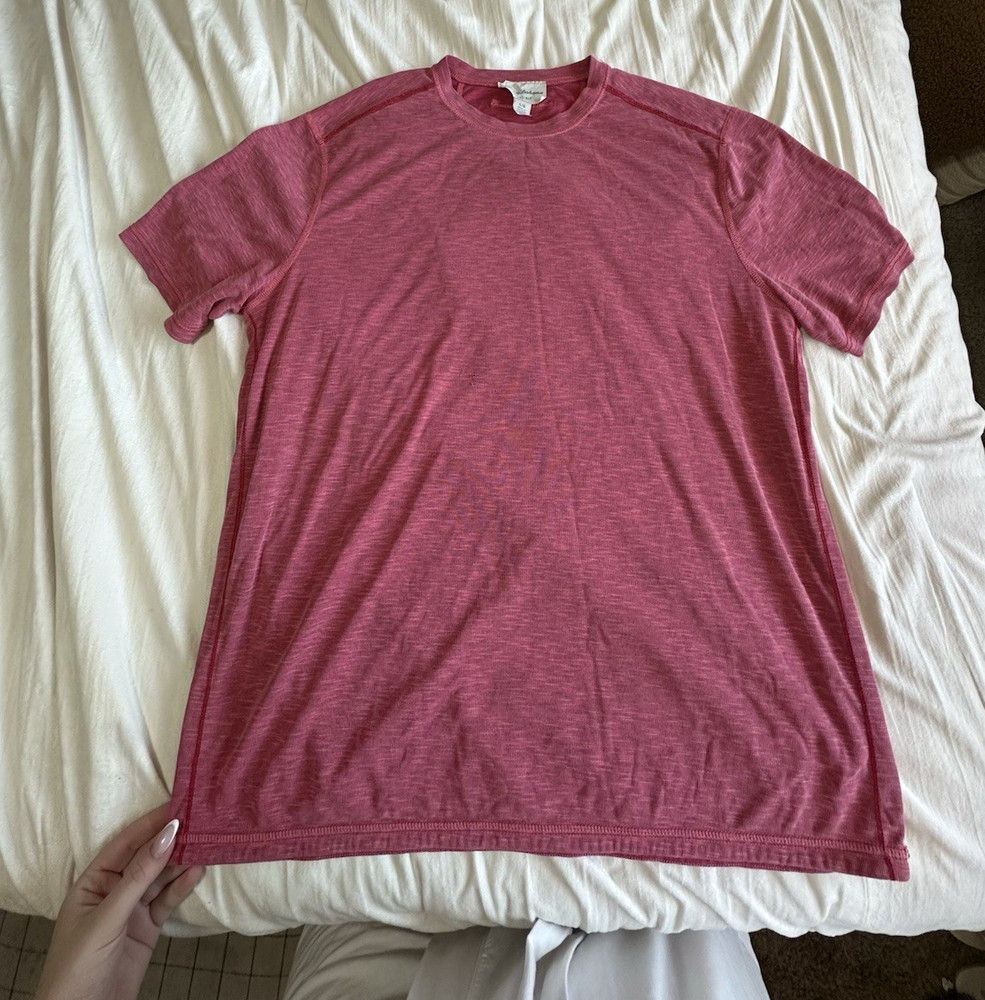 Tommy Bahama Men’s L Salmon Reversible Crew Neck Short Sleeve Solid T-Shirt